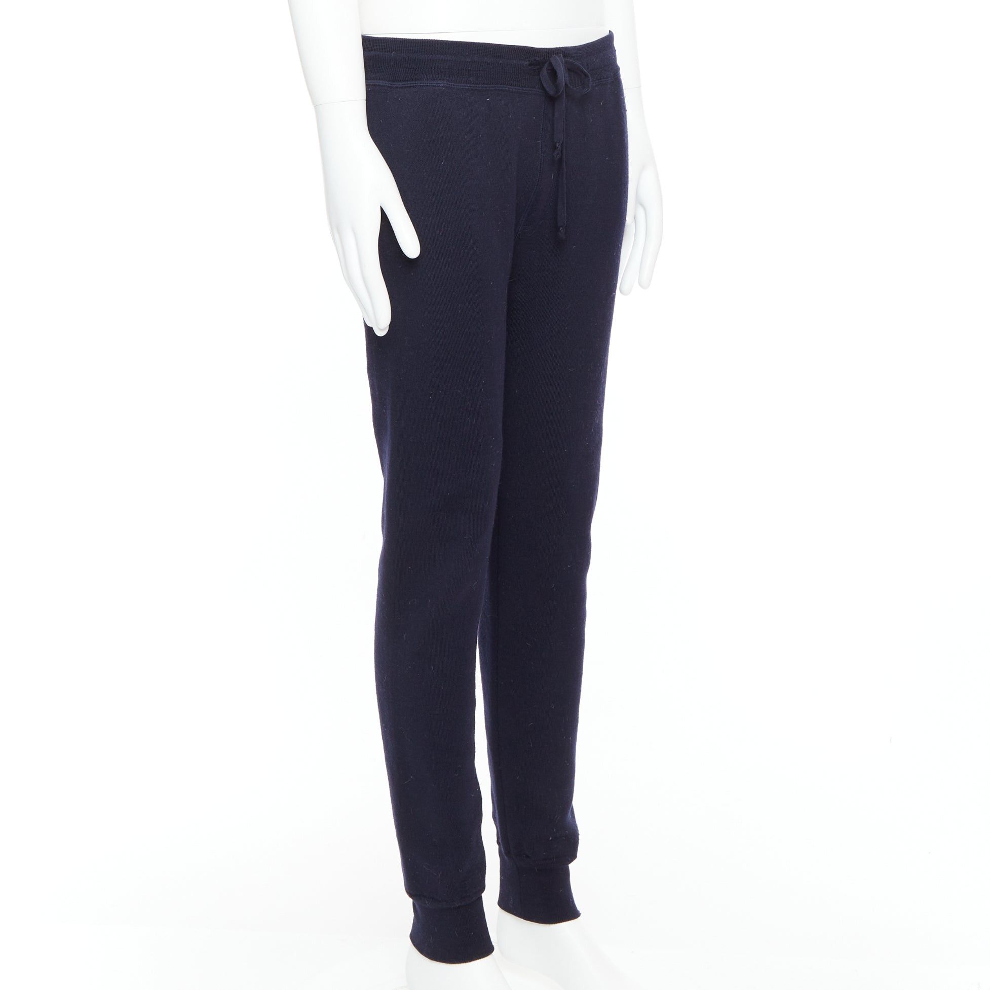 Lanvin LANVIN navy soft waffle knit drawstring mid waist tapered jogger pants S Size US 28 / EU 44 - 3 Thumbnail