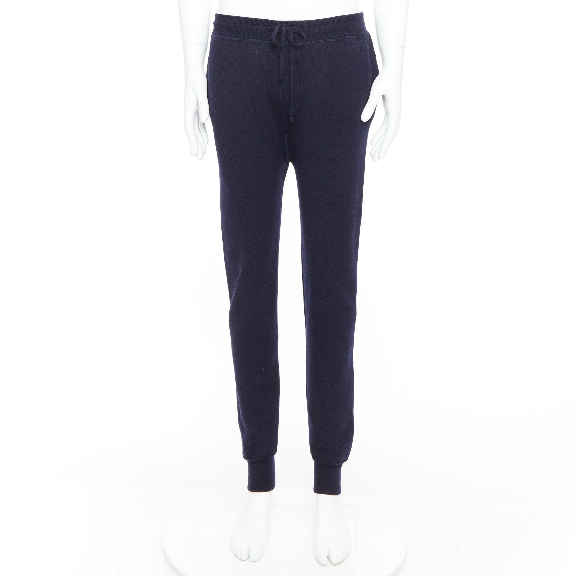 Lanvin LANVIN navy soft waffle knit drawstring mid waist tapered jogger pants S Size US 28 / EU 44 - 10 Thumbnail