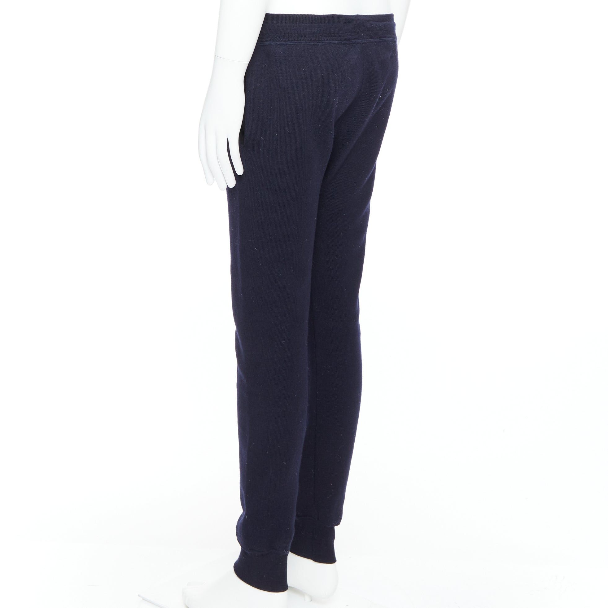 Lanvin LANVIN navy soft waffle knit drawstring mid waist tapered jogger pants S Size US 28 / EU 44 - 6 Thumbnail