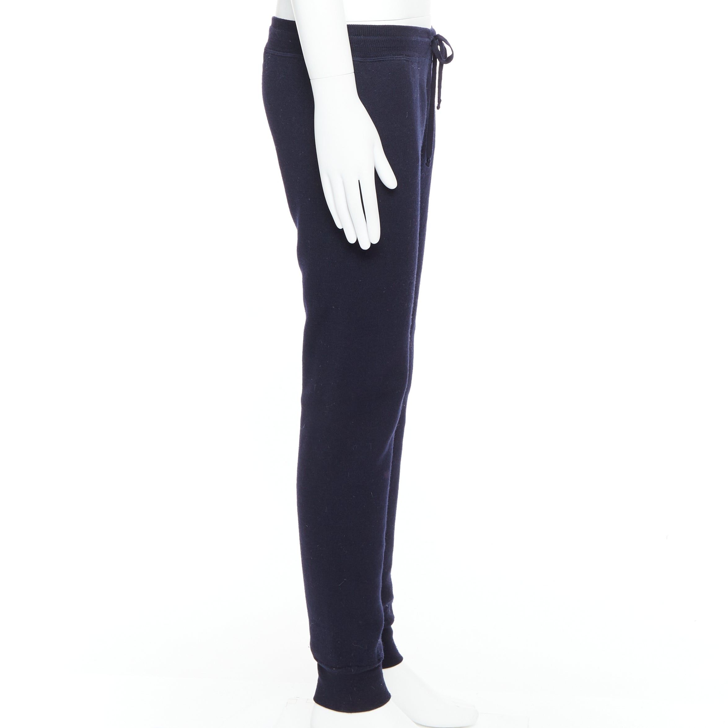 Lanvin LANVIN navy soft waffle knit drawstring mid waist tapered jogger pants S Size US 28 / EU 44 - 4 Thumbnail