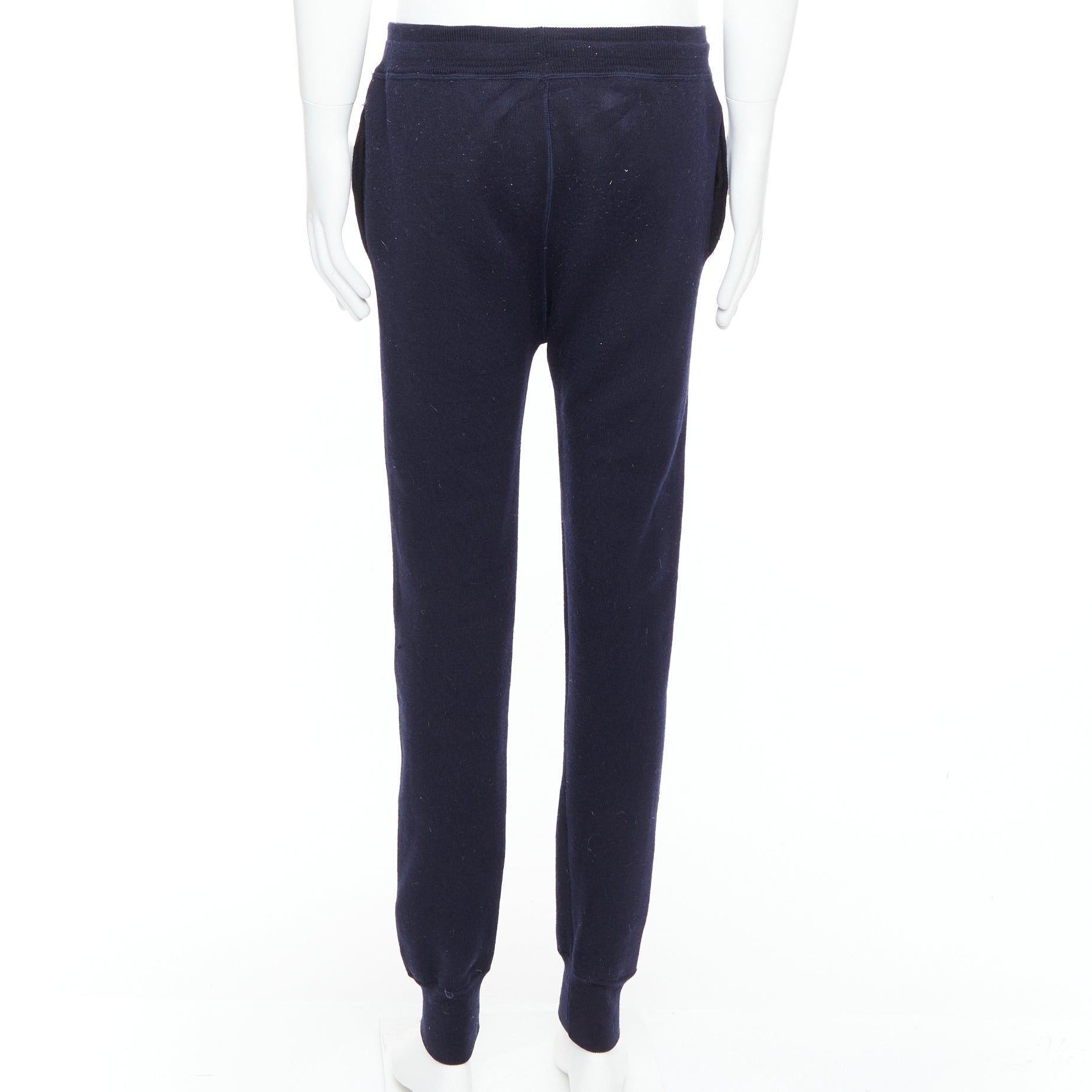 Lanvin LANVIN navy soft waffle knit drawstring mid waist tapered jogger pants S Size US 28 / EU 44 - 5 Thumbnail