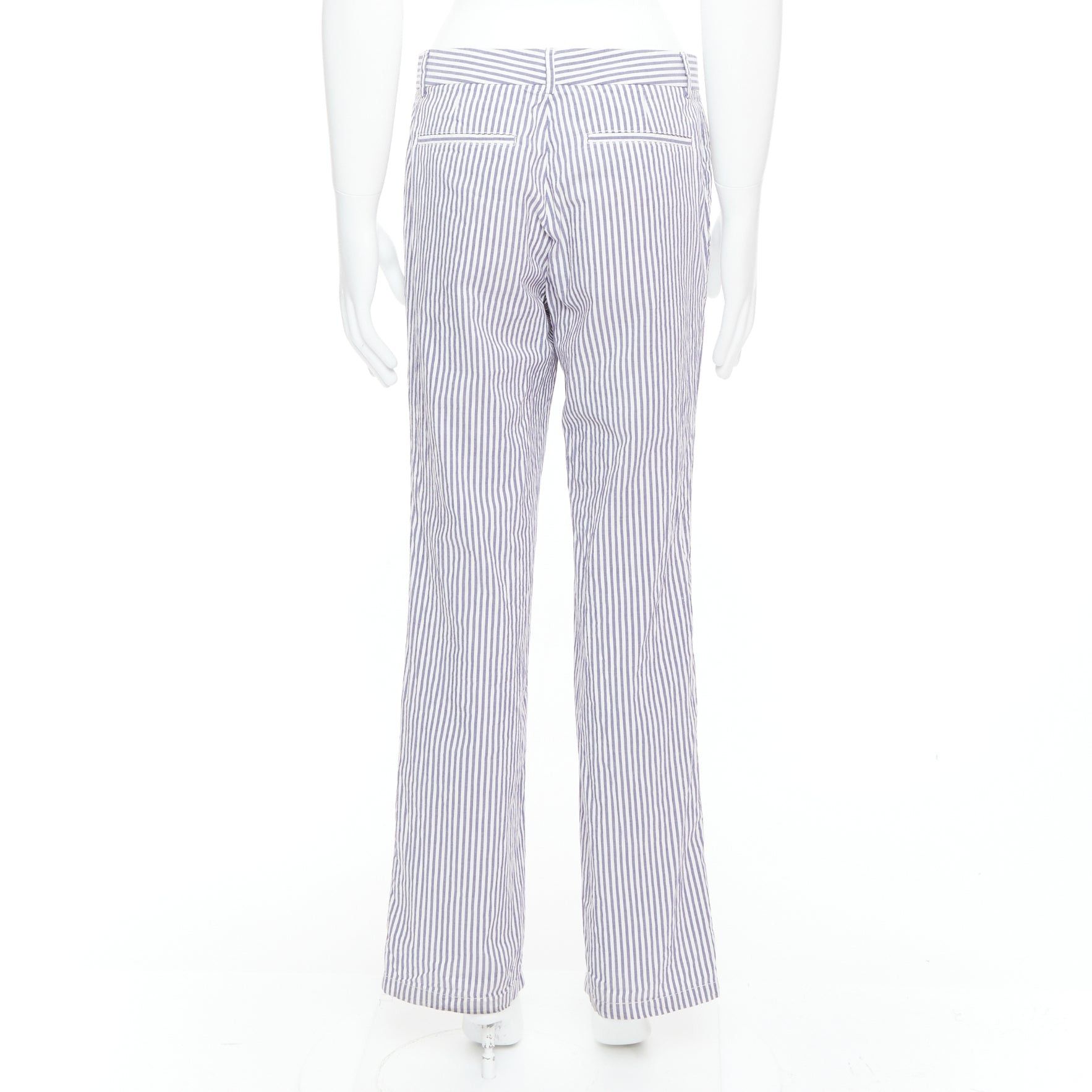 Maison Margiela MAISON MARTIN MARGIELA white blue cotton stripe button fly wide pants IT46 S Size US 28 / EU 44 - 5 Thumbnail