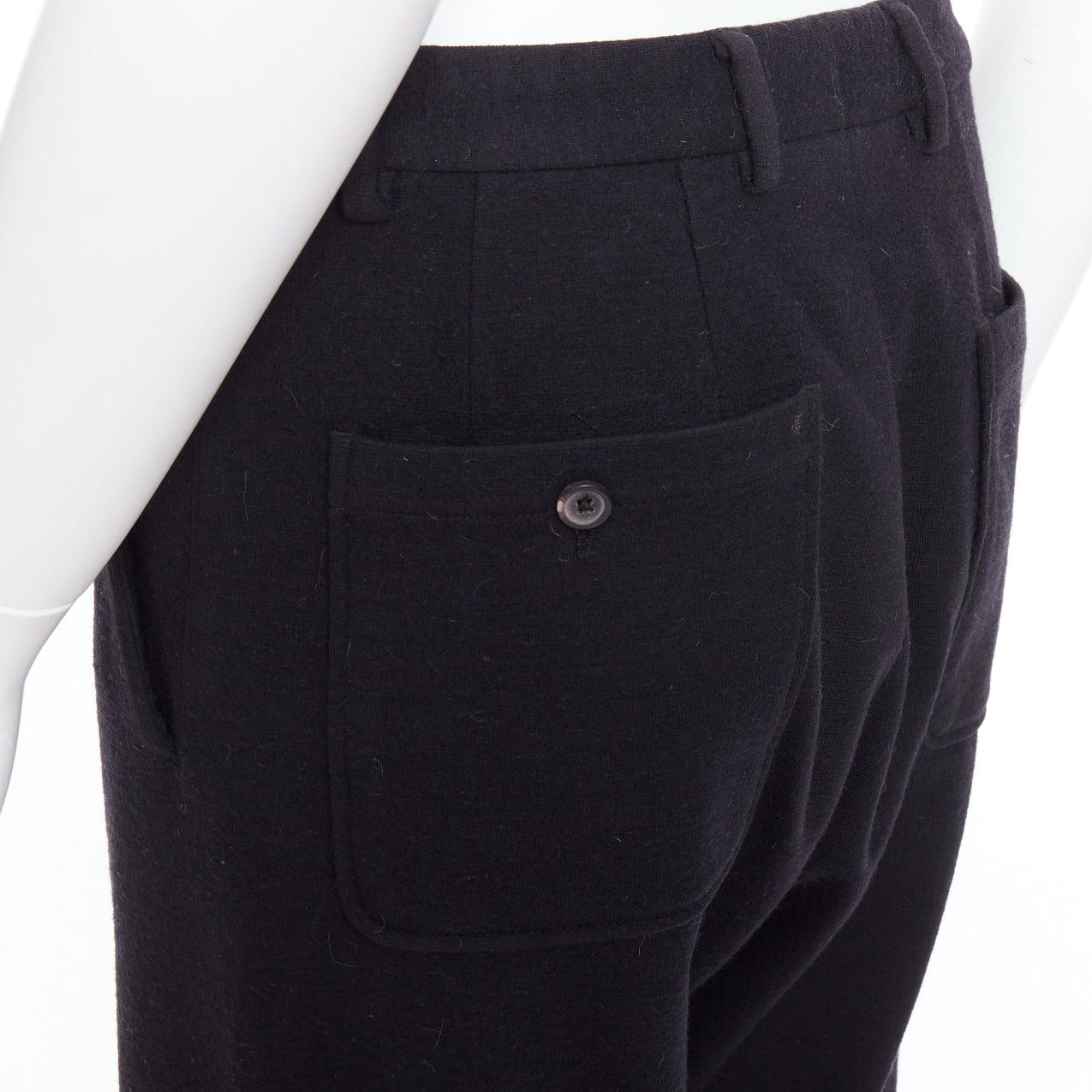 Lanvin LANVIN black wool like back pockets knitted hem jogger pants Size US 29 - 2 Thumbnail