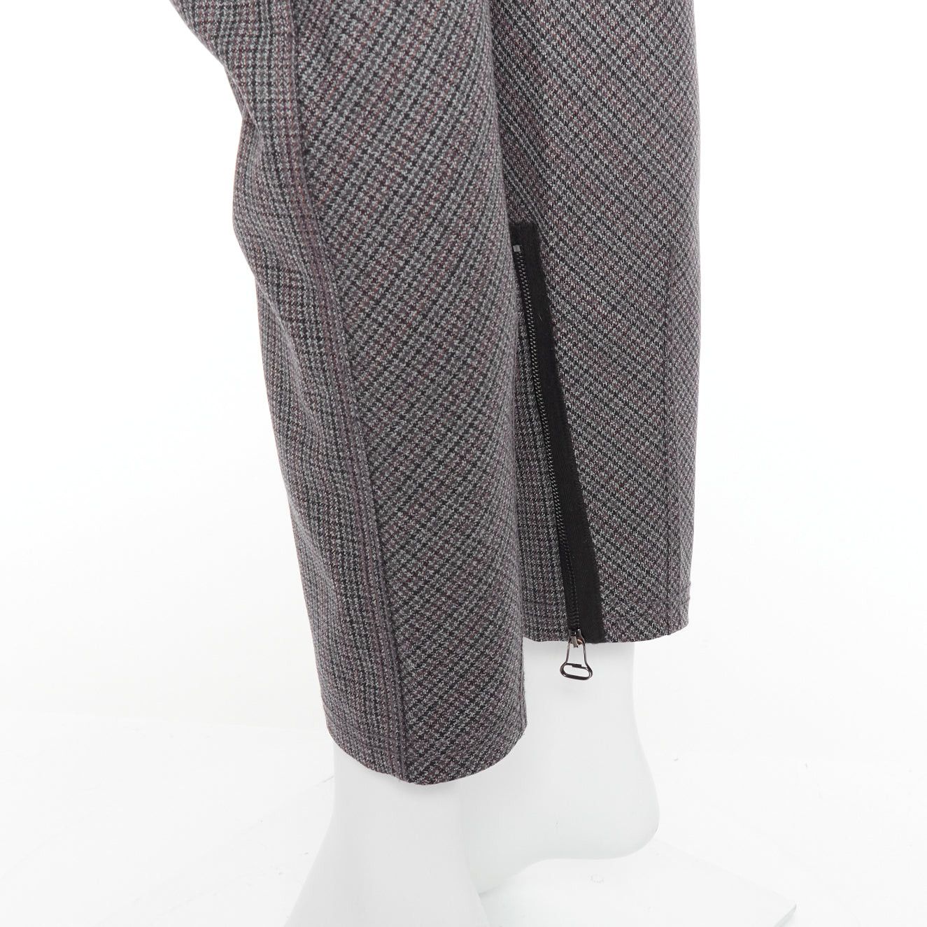 Lanvin LANVIN grey 100% wool houndstooth knee darts tapered pants FR46 S Size US 28 / EU 44 - 2 Thumbnail