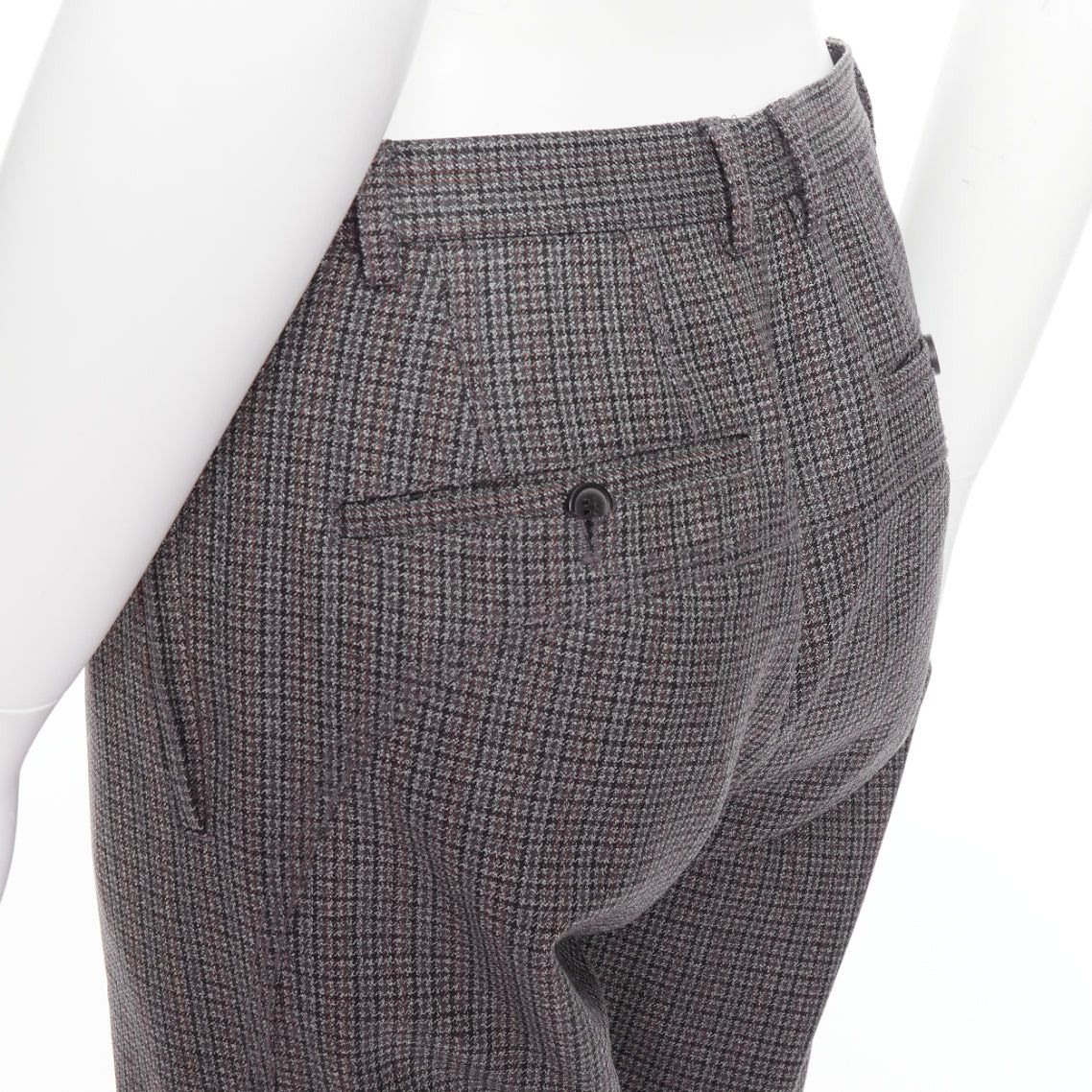 Lanvin LANVIN grey 100% wool houndstooth knee darts tapered pants FR46 S Size US 28 / EU 44 - 7 Thumbnail