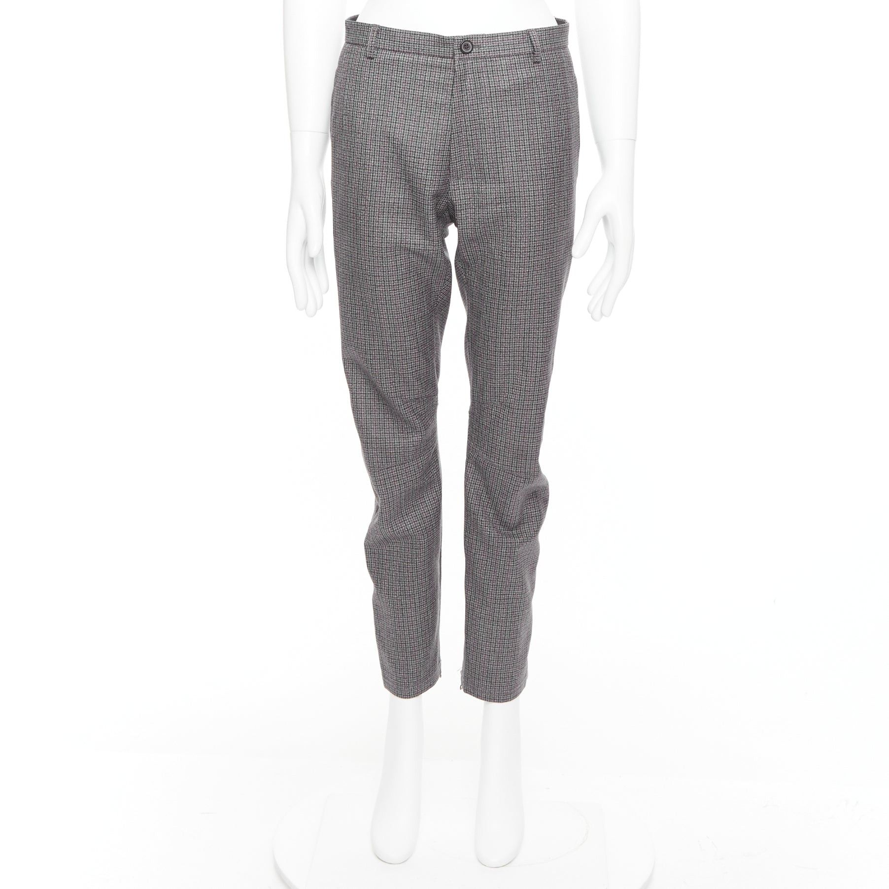 Lanvin LANVIN grey 100% wool houndstooth knee darts tapered pants FR46 S Size US 28 / EU 44 - 9 Thumbnail