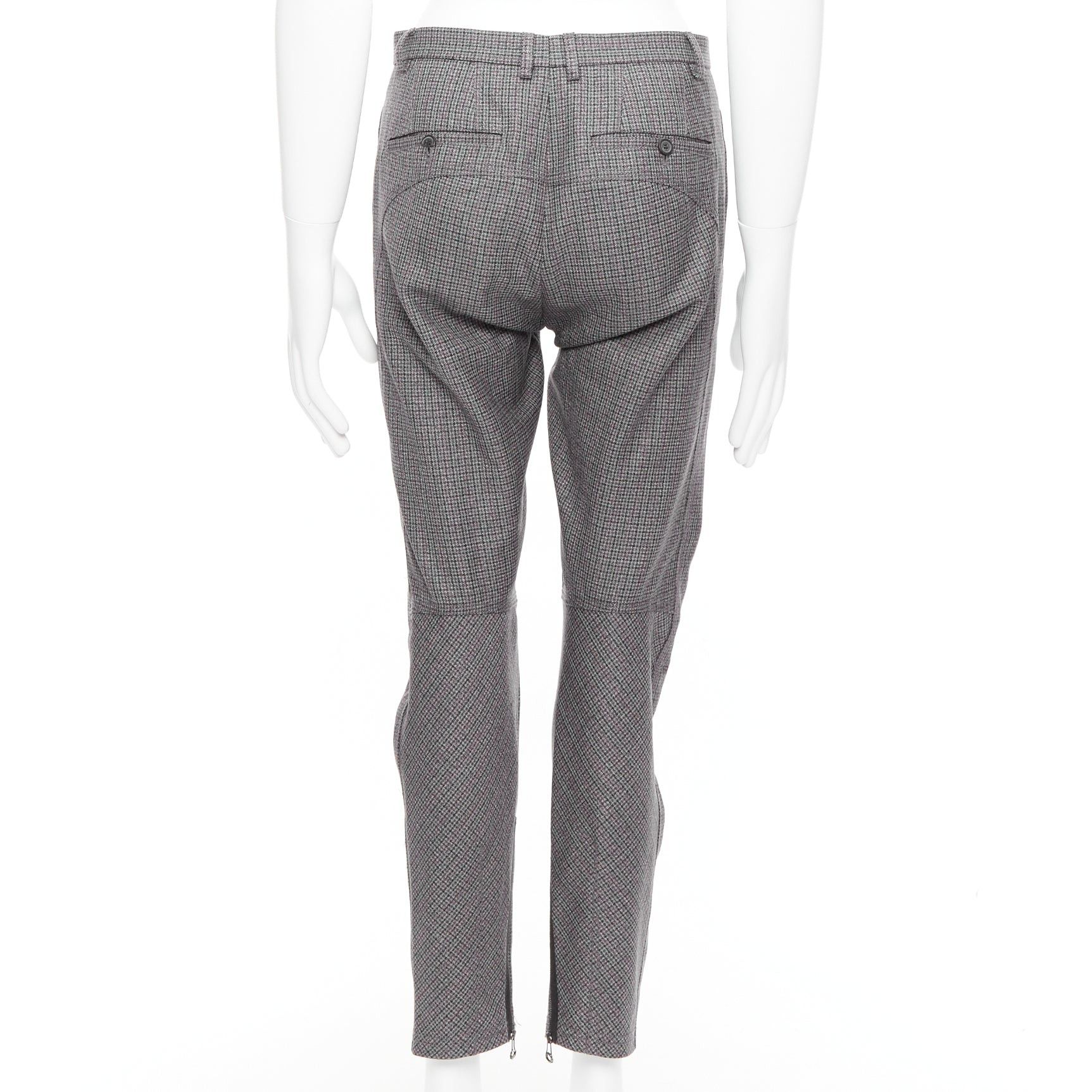 Lanvin LANVIN grey 100% wool houndstooth knee darts tapered pants FR46 S Size US 28 / EU 44 - 5 Thumbnail