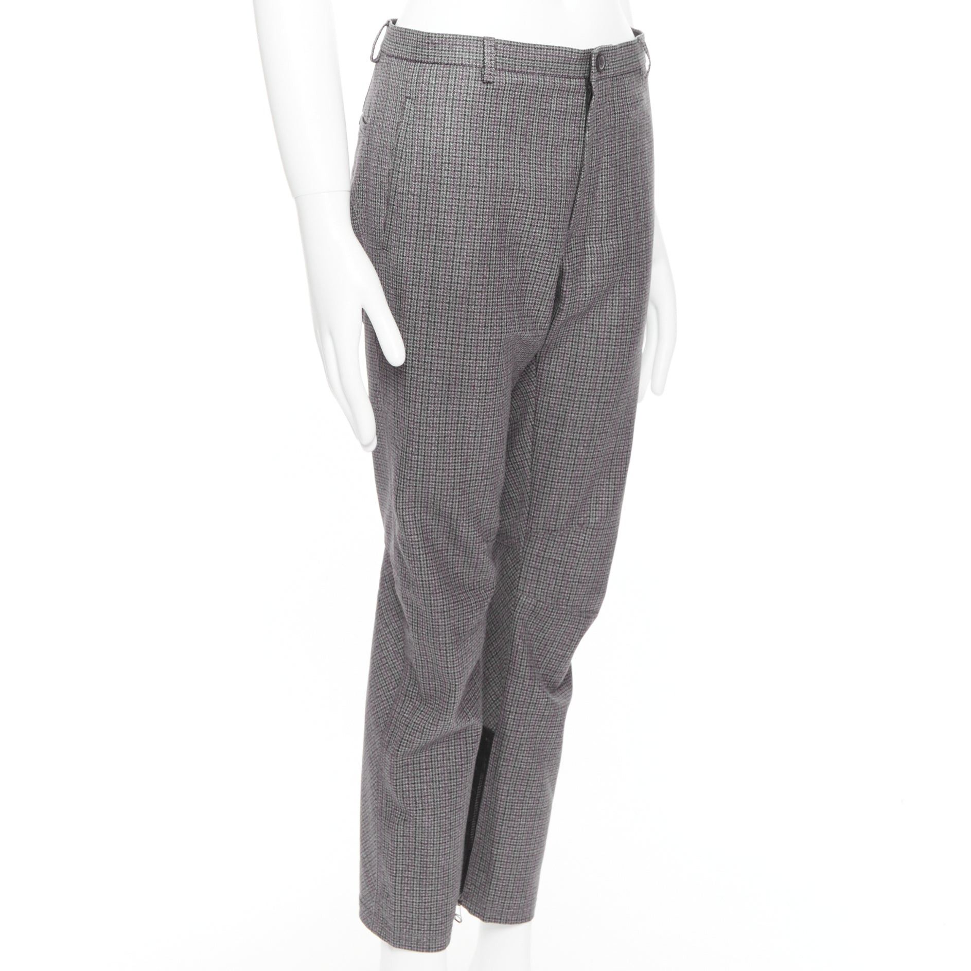 Lanvin LANVIN grey 100% wool houndstooth knee darts tapered pants FR46 S Size US 28 / EU 44 - 3 Thumbnail