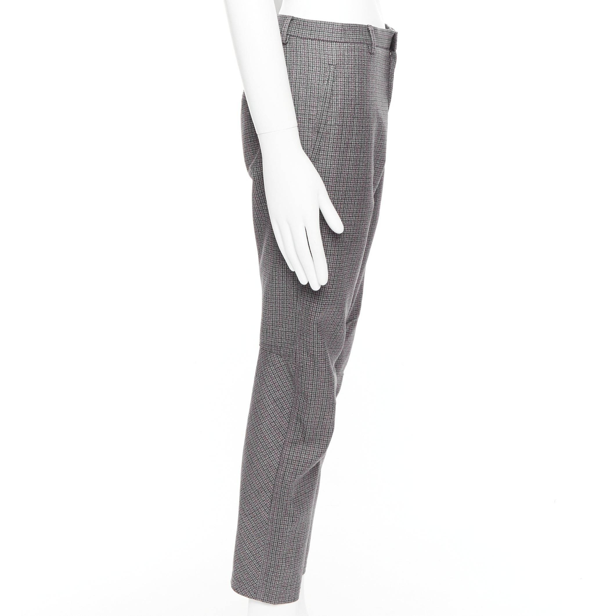 Lanvin LANVIN grey 100% wool houndstooth knee darts tapered pants FR46 S Size US 28 / EU 44 - 4 Thumbnail