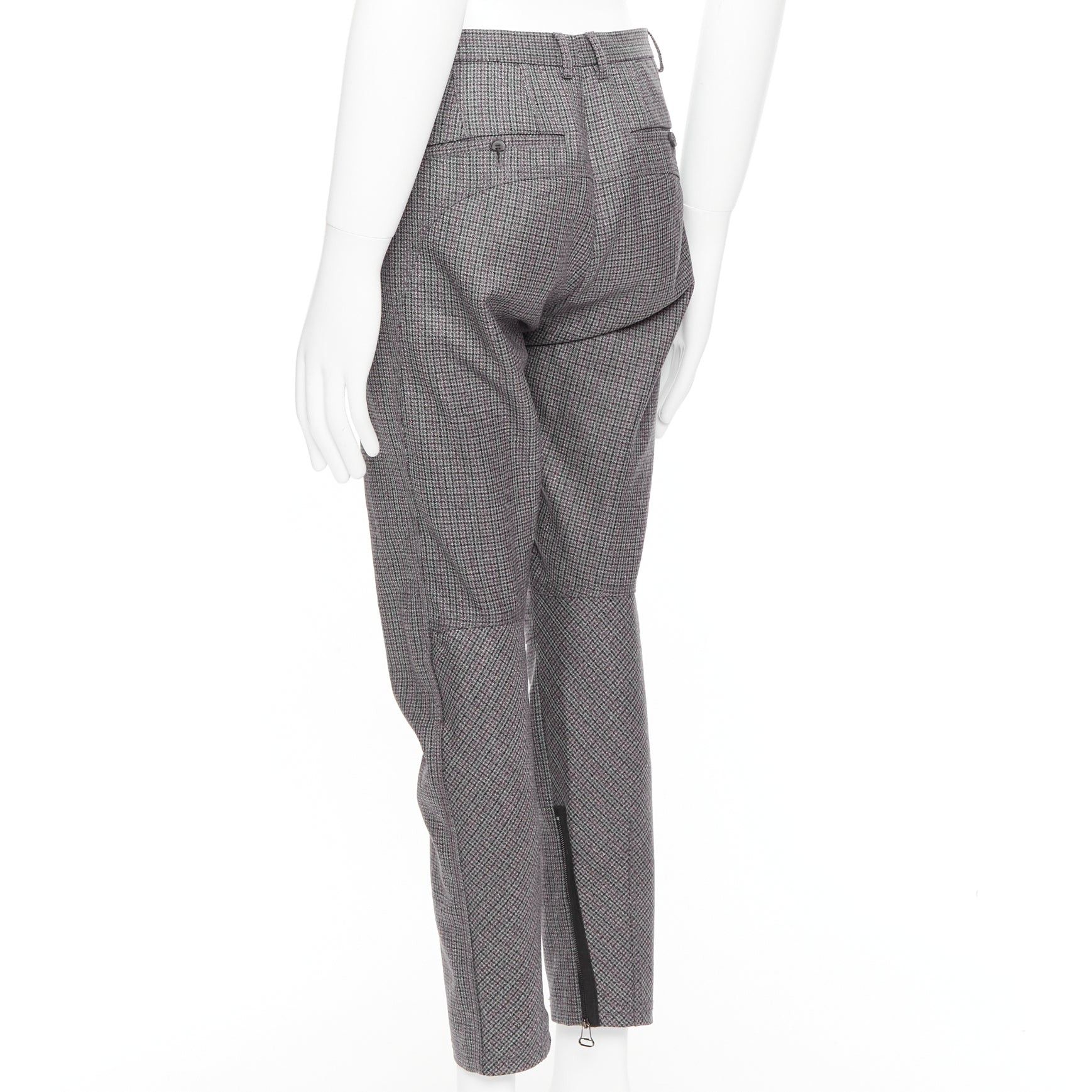 Lanvin LANVIN grey 100% wool houndstooth knee darts tapered pants FR46 S Size US 28 / EU 44 - 6 Thumbnail
