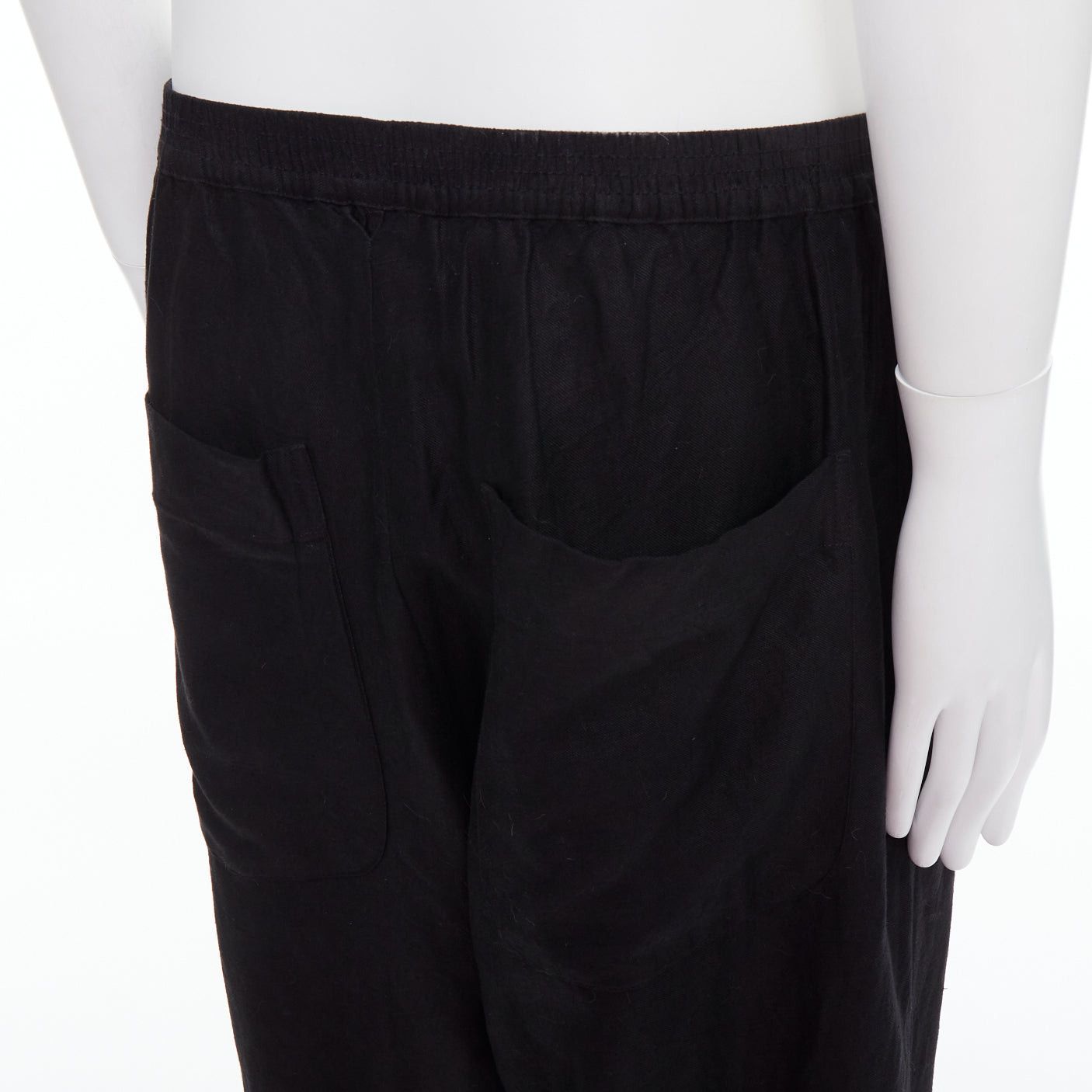 Yohji Yamamoto YOHJI YAMAMOTO black linen blend elasticated waistband wide pants M Size US 29 - 7 Thumbnail