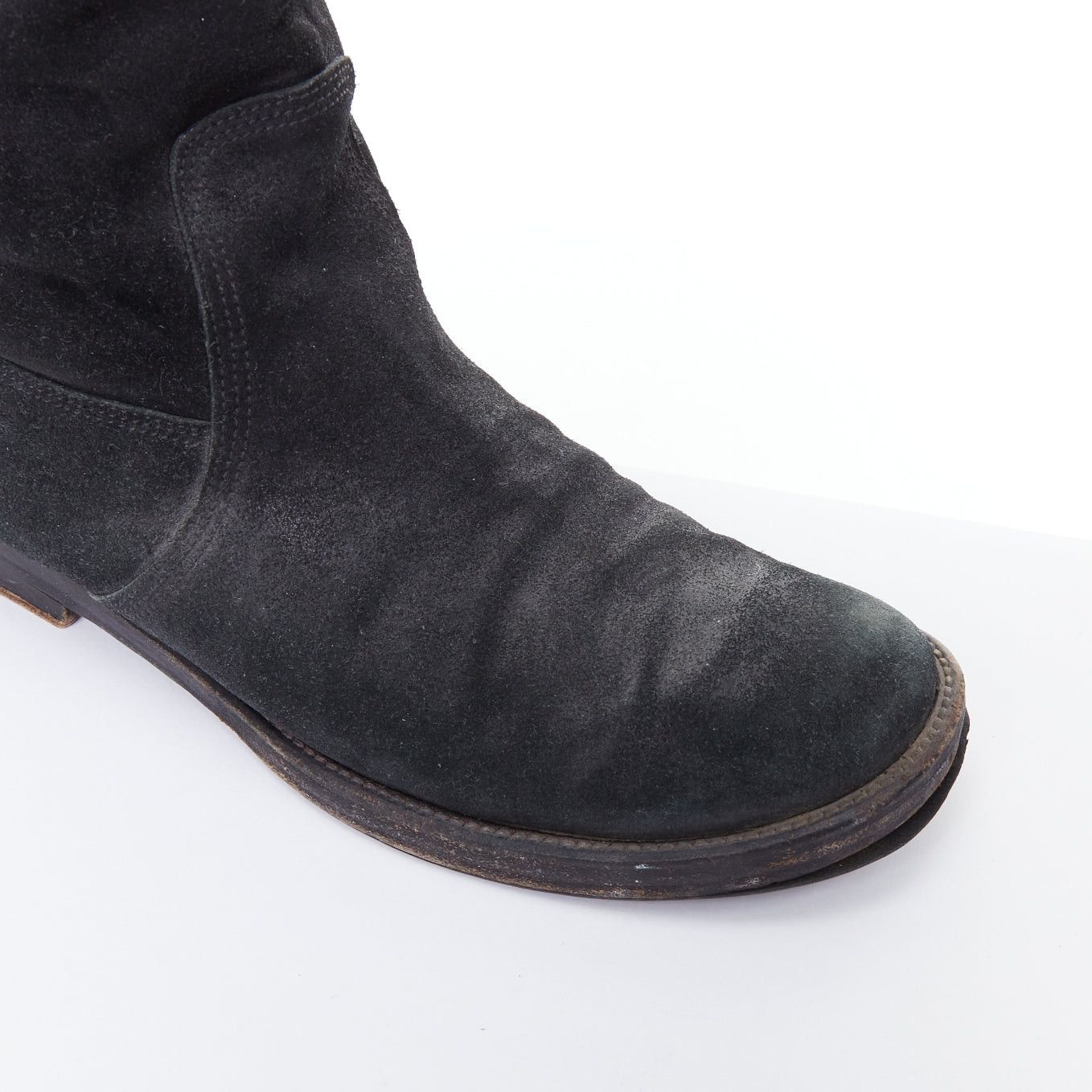 Balenciaga BALENCIAGA black distressed suede leather elastic flat boots Size US 8 / EU 41 - 9 Thumbnail