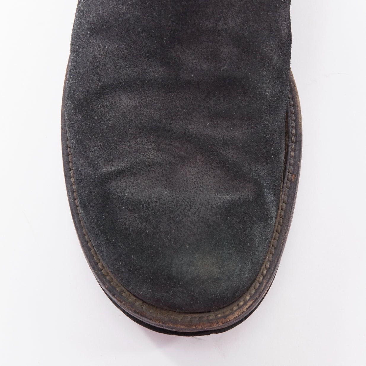 Balenciaga BALENCIAGA black distressed suede leather elastic flat boots Size US 8 / EU 41 - 6 Thumbnail
