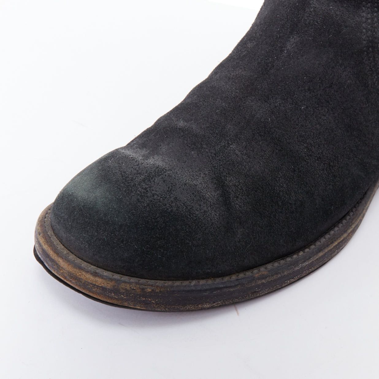 Balenciaga BALENCIAGA black distressed suede leather elastic flat boots Size US 8 / EU 41 - 7 Thumbnail