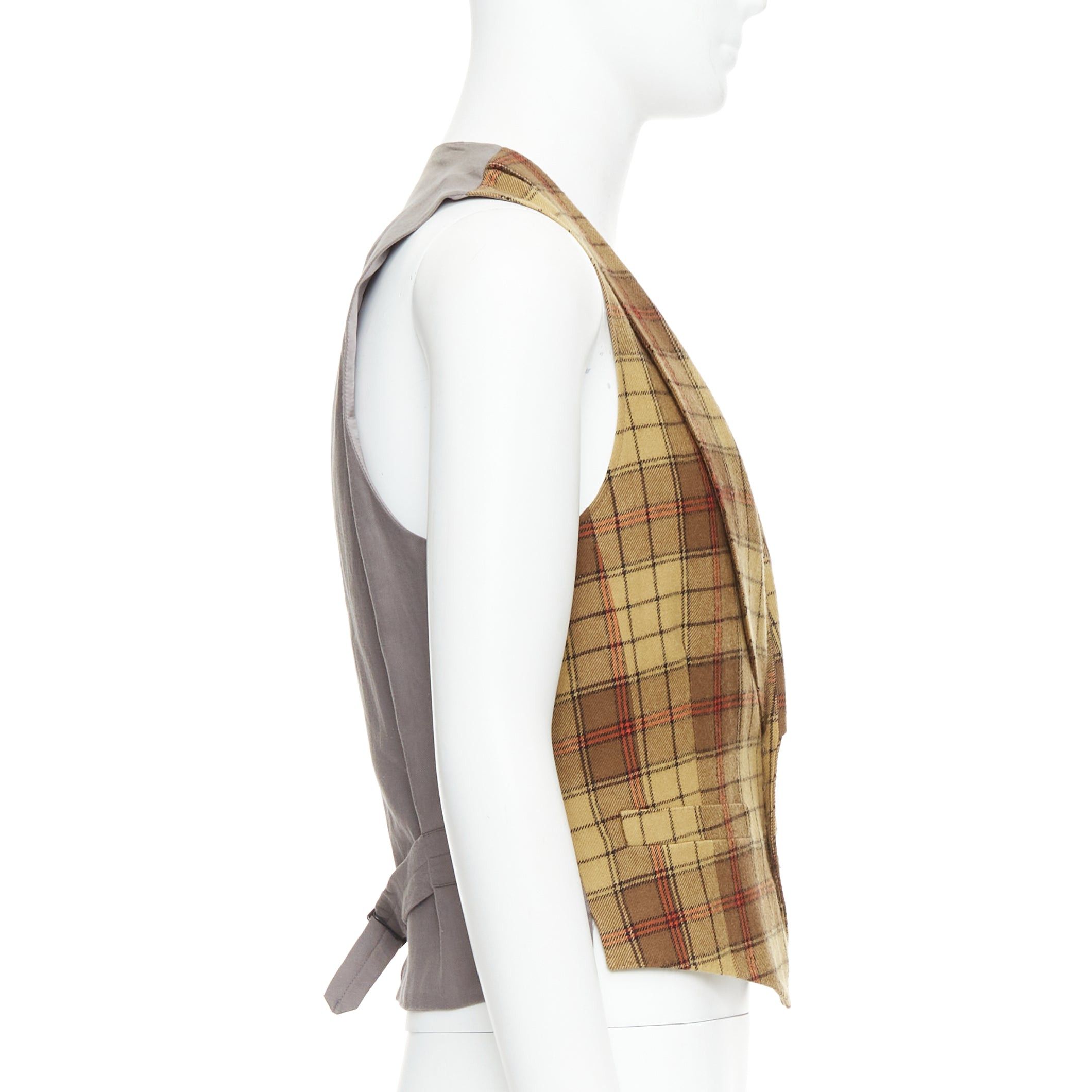 Dries Van Noten DRIES VAN NOTEN brown red plaid 100% wool shawl collar waistcoat IT48 M Size US M / EU 48-50 / 2 - 4 Thumbnail