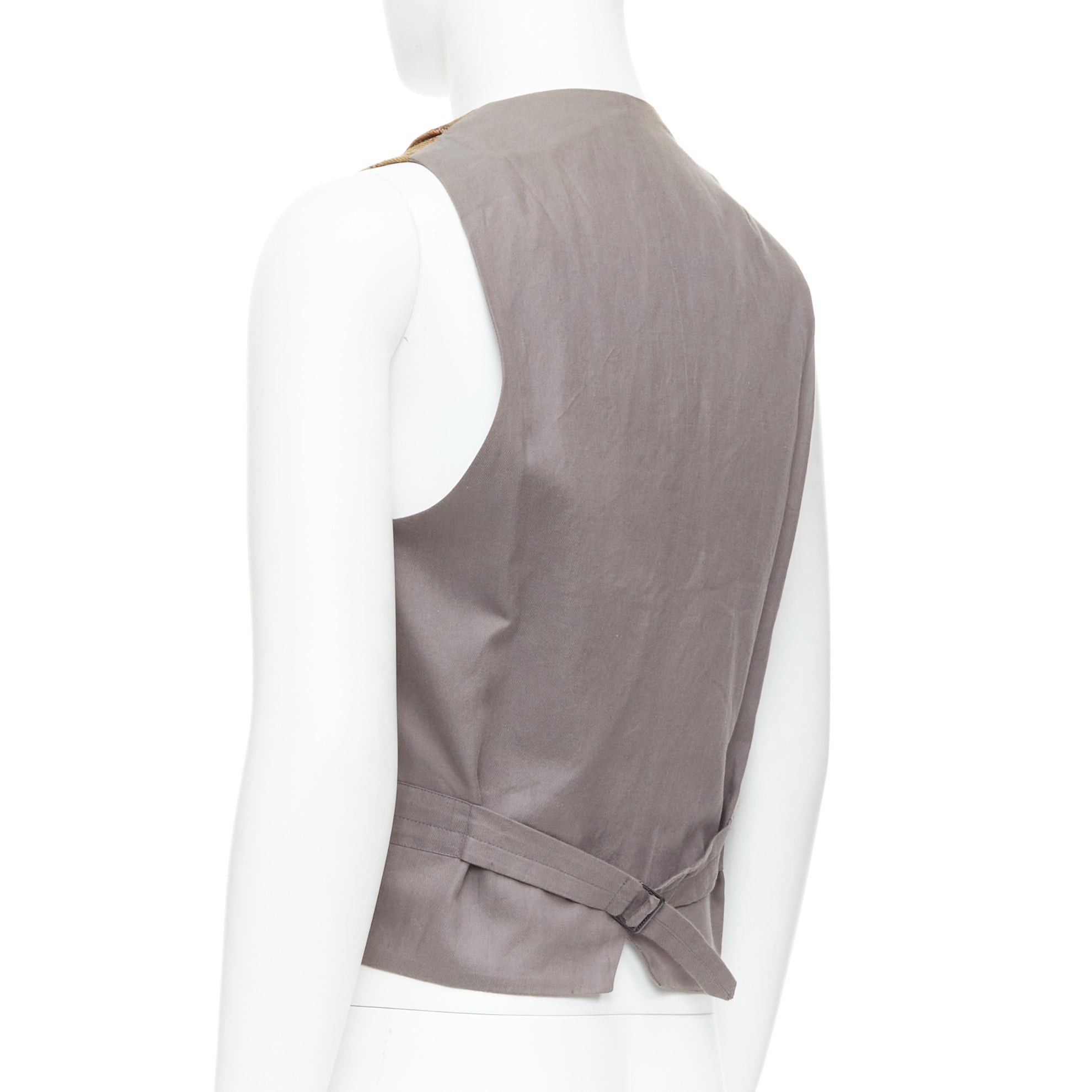 Dries Van Noten DRIES VAN NOTEN brown red plaid 100% wool shawl collar waistcoat IT48 M Size US M / EU 48-50 / 2 - 6 Thumbnail