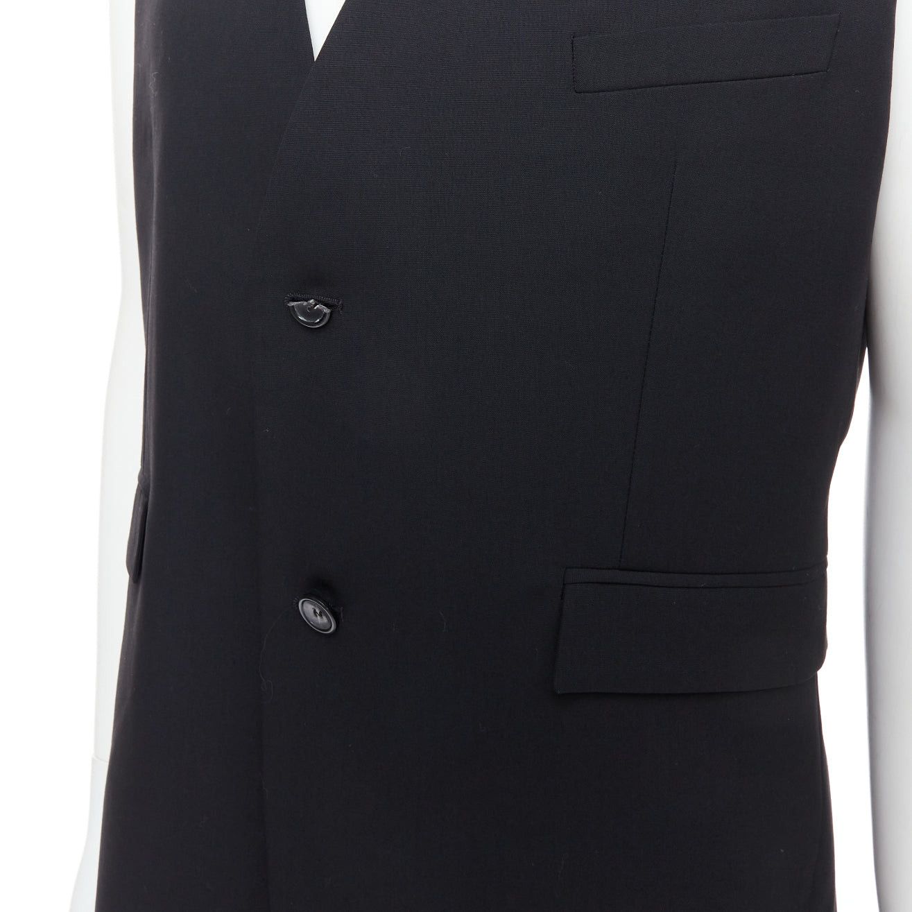 Raf Simons RAF SIMONS 2009 black 100% wool v cut armhole waistcoat IT52 XL Size US XL / EU 56 / 4 - 7 Thumbnail