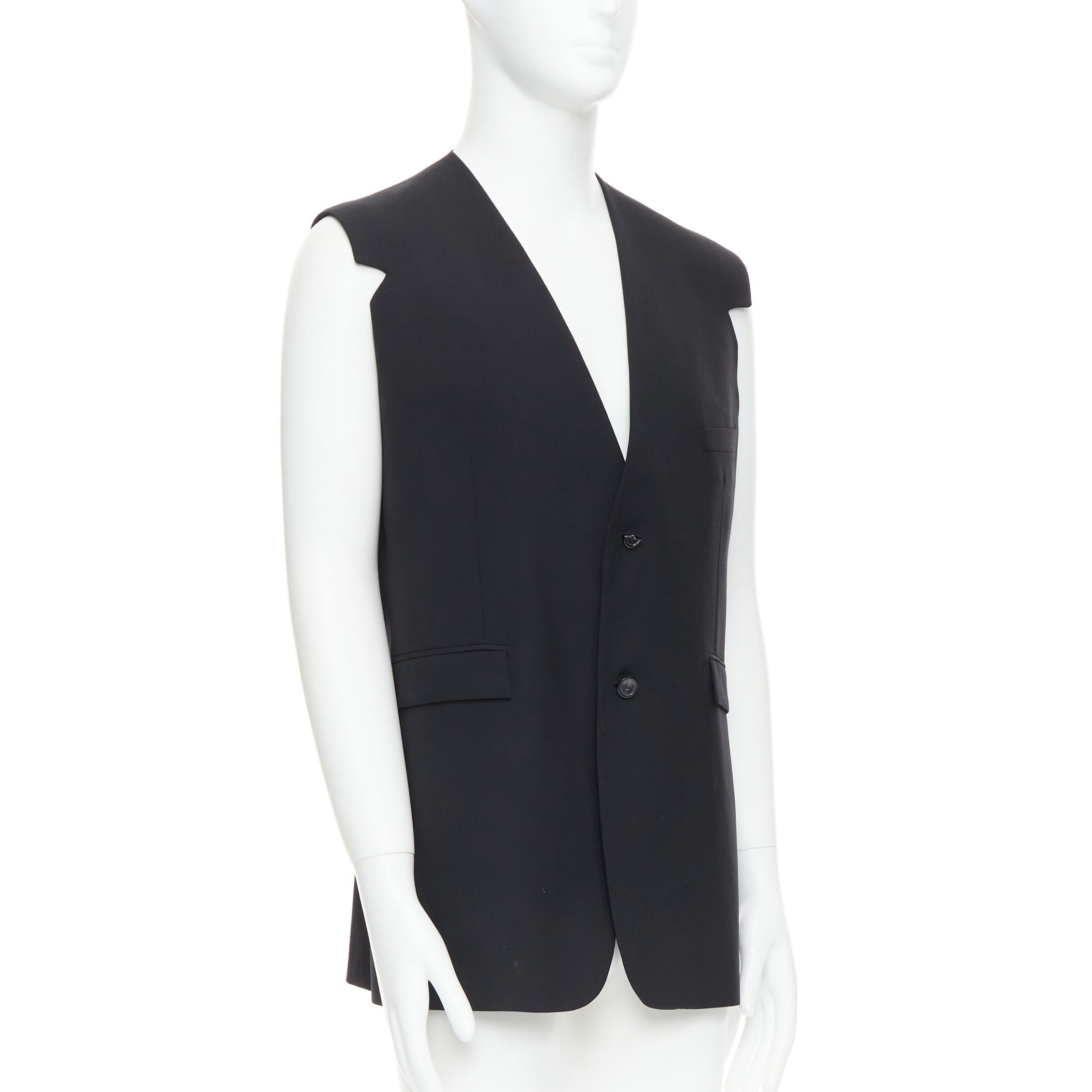 Raf Simons RAF SIMONS 2009 black 100% wool v cut armhole waistcoat IT52 XL Size US XL / EU 56 / 4 - 3 Thumbnail