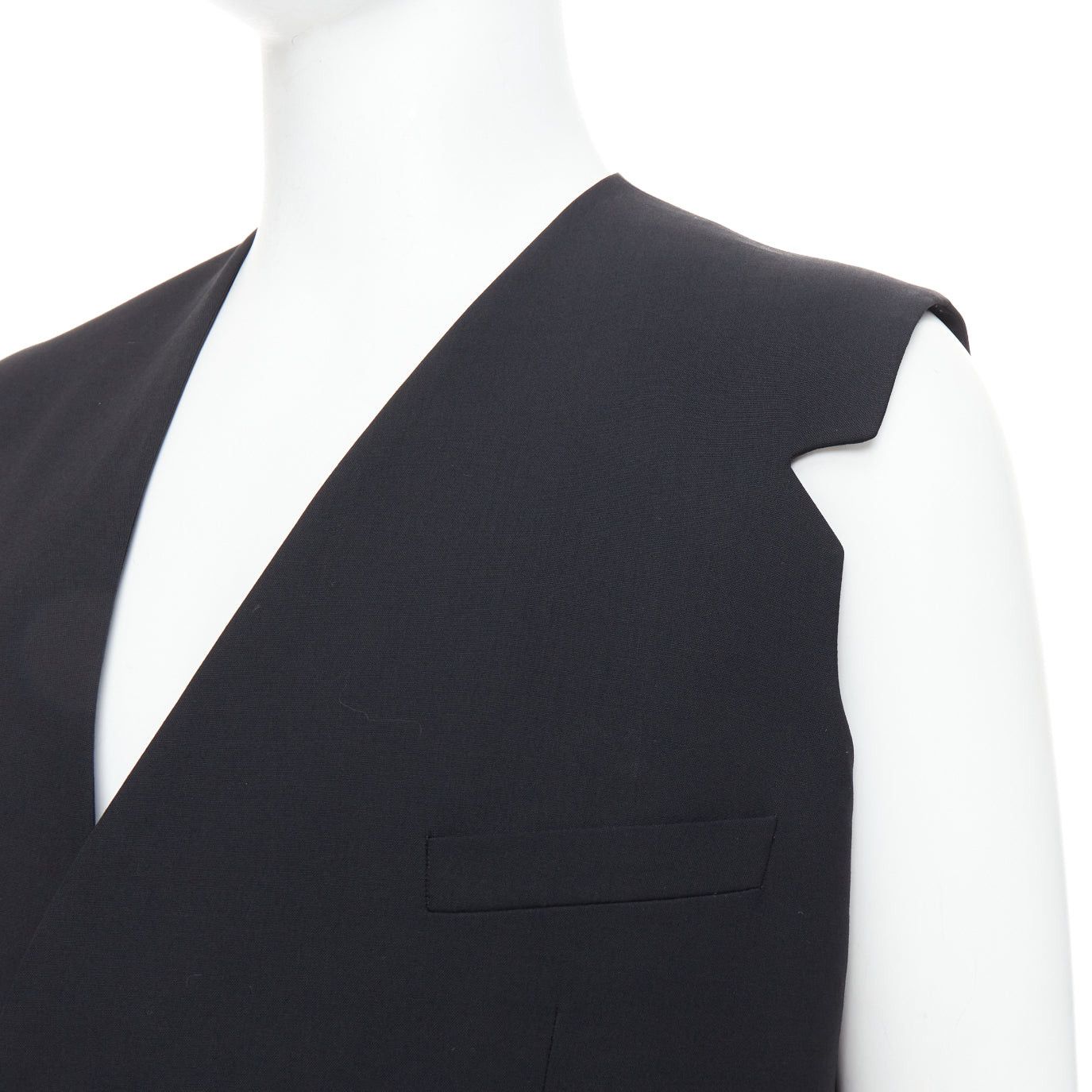 Raf Simons RAF SIMONS 2009 black 100% wool v cut armhole waistcoat IT52 XL Size US XL / EU 56 / 4 - 2 Thumbnail
