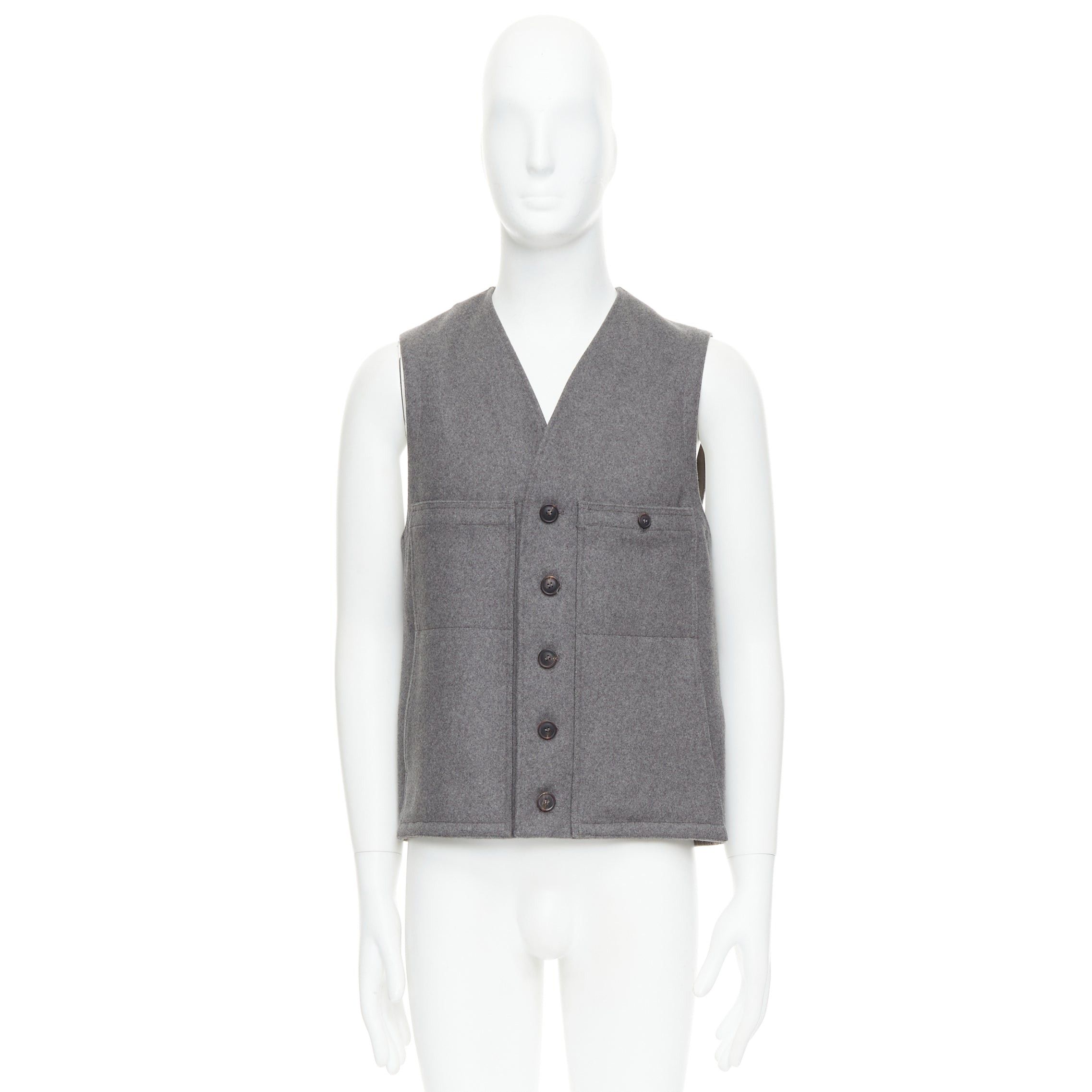 Lemaire CHRISTOPHE LEMAIRE grey virgin wool cotton tape bonded waist coat vest Sz3 Size US M / EU 48-50 / 2 - 10 Thumbnail