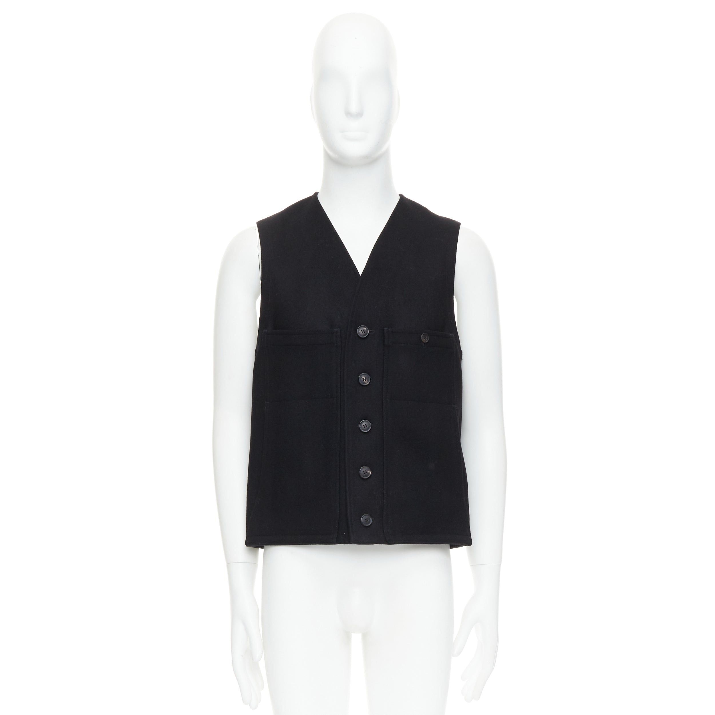 Lemaire CHRISTOPHE LEMAIRE black 100% virgin wool cotton waist coat vest Sz3 Size US M / EU 48-50 / 2 - 9 Thumbnail