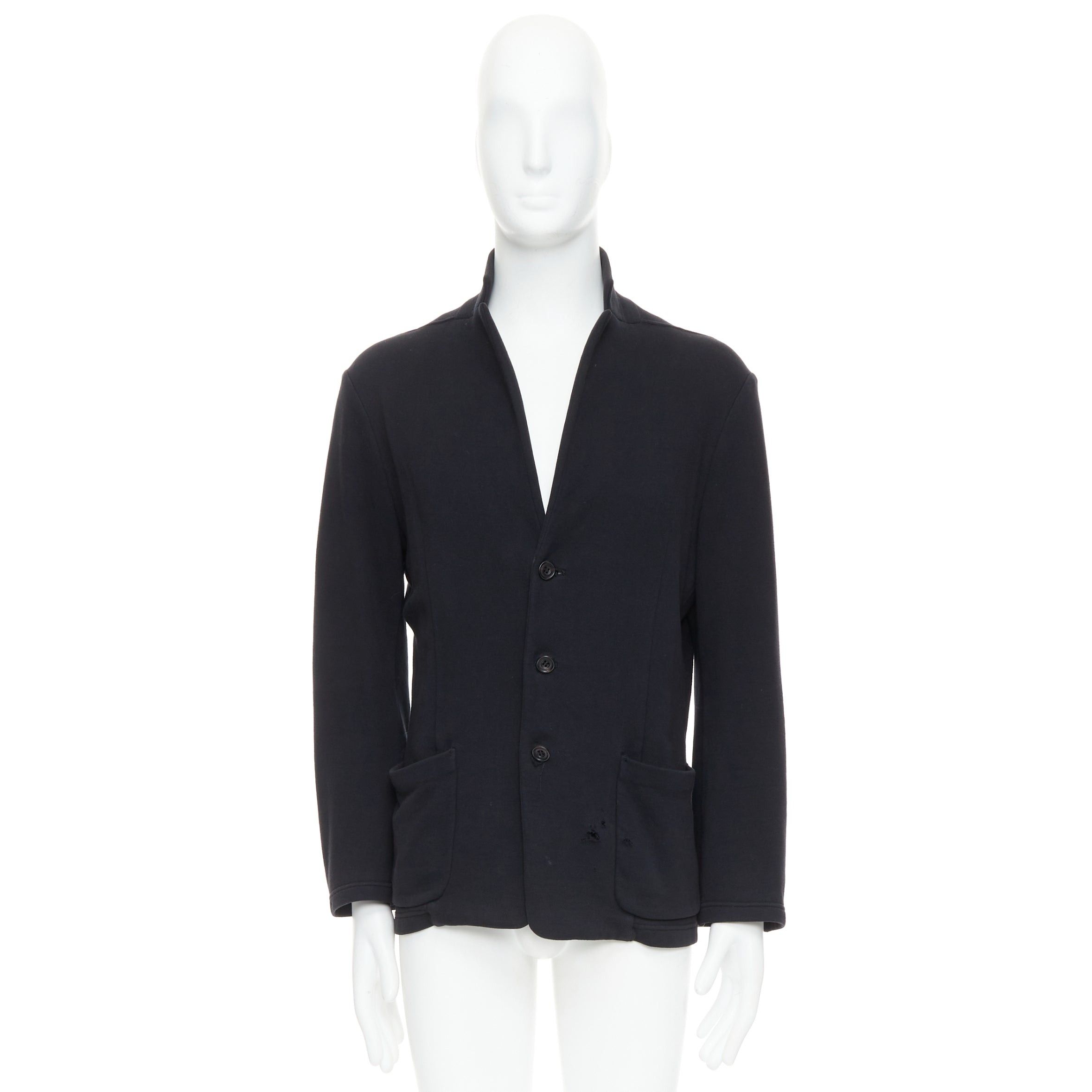 ato ATO black cotton jersey panelled pocketed cropped blazer IT46 S Size 48R - 10 Thumbnail