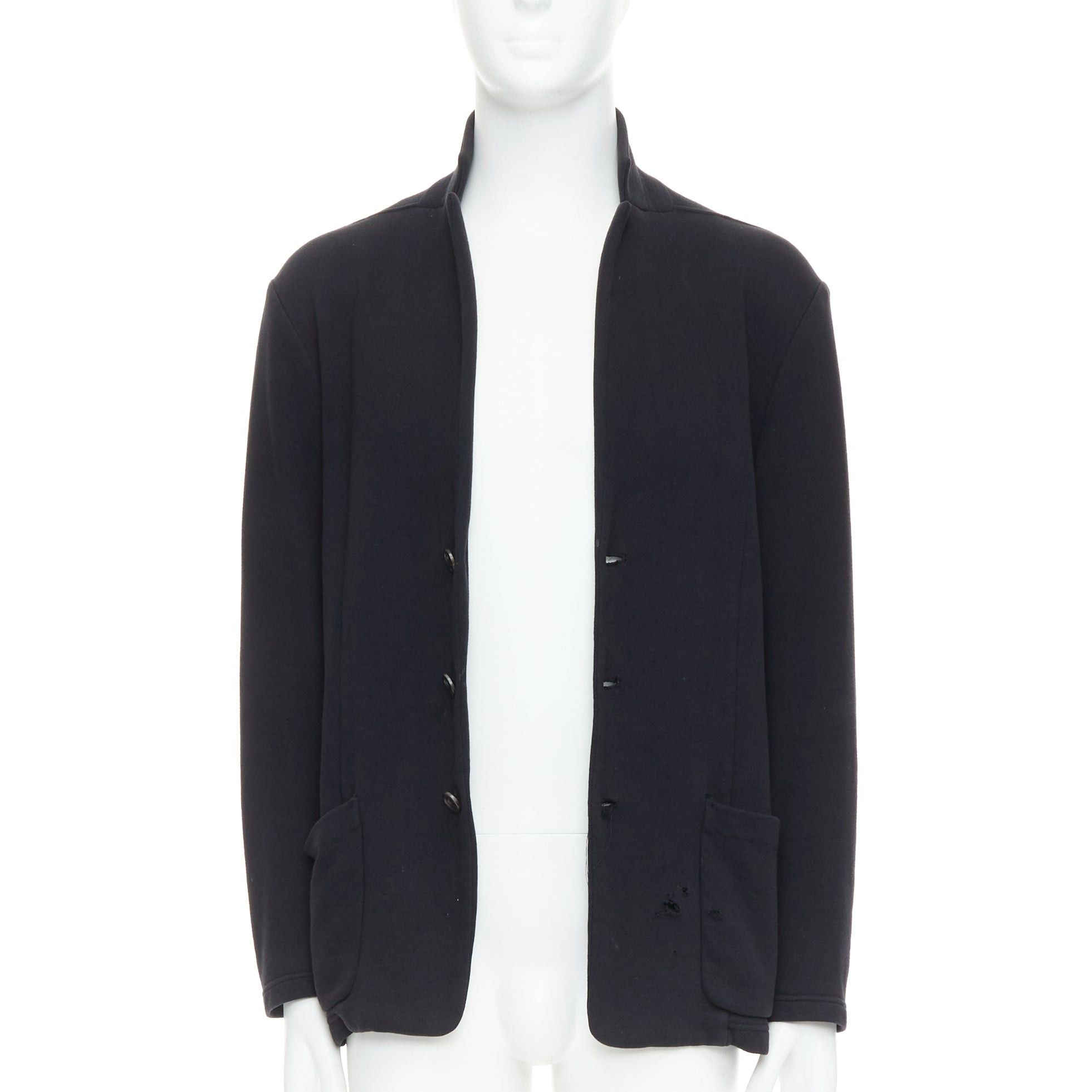 ato ATO black cotton jersey panelled pocketed cropped blazer IT46 S Size 48R - 3 Thumbnail