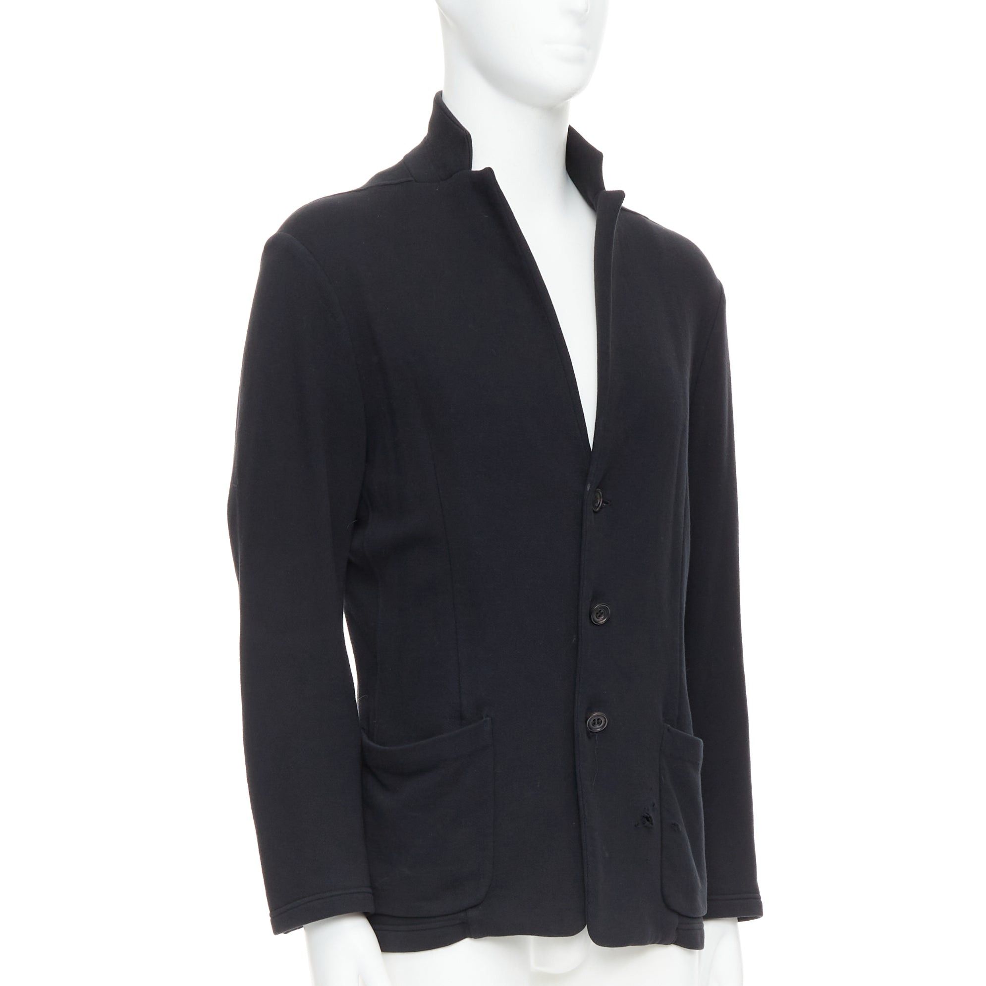 ato ATO black cotton jersey panelled pocketed cropped blazer IT46 S Size 48R - 4 Thumbnail