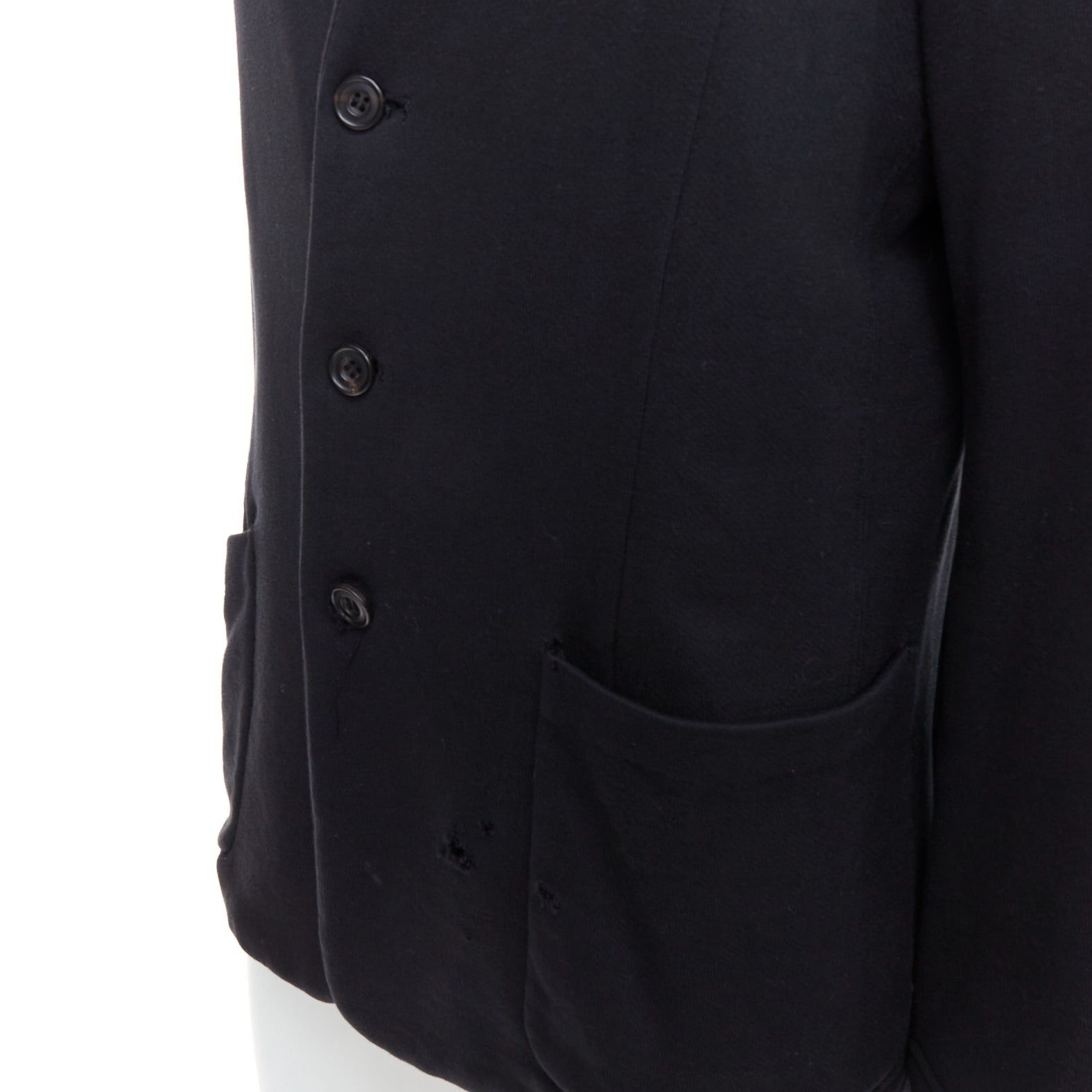 ato ATO black cotton jersey panelled pocketed cropped blazer IT46 S Size 48R - 8 Thumbnail