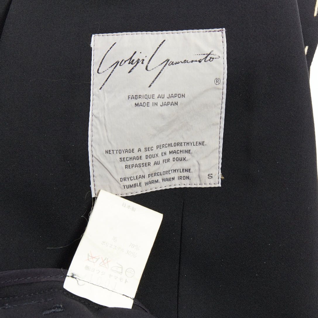 Yohji Yamamoto YOHJI YAMAMOTO black wool blend handstitched detail long blazer coat S Size S / US 4 / IT 40 - 9 Thumbnail