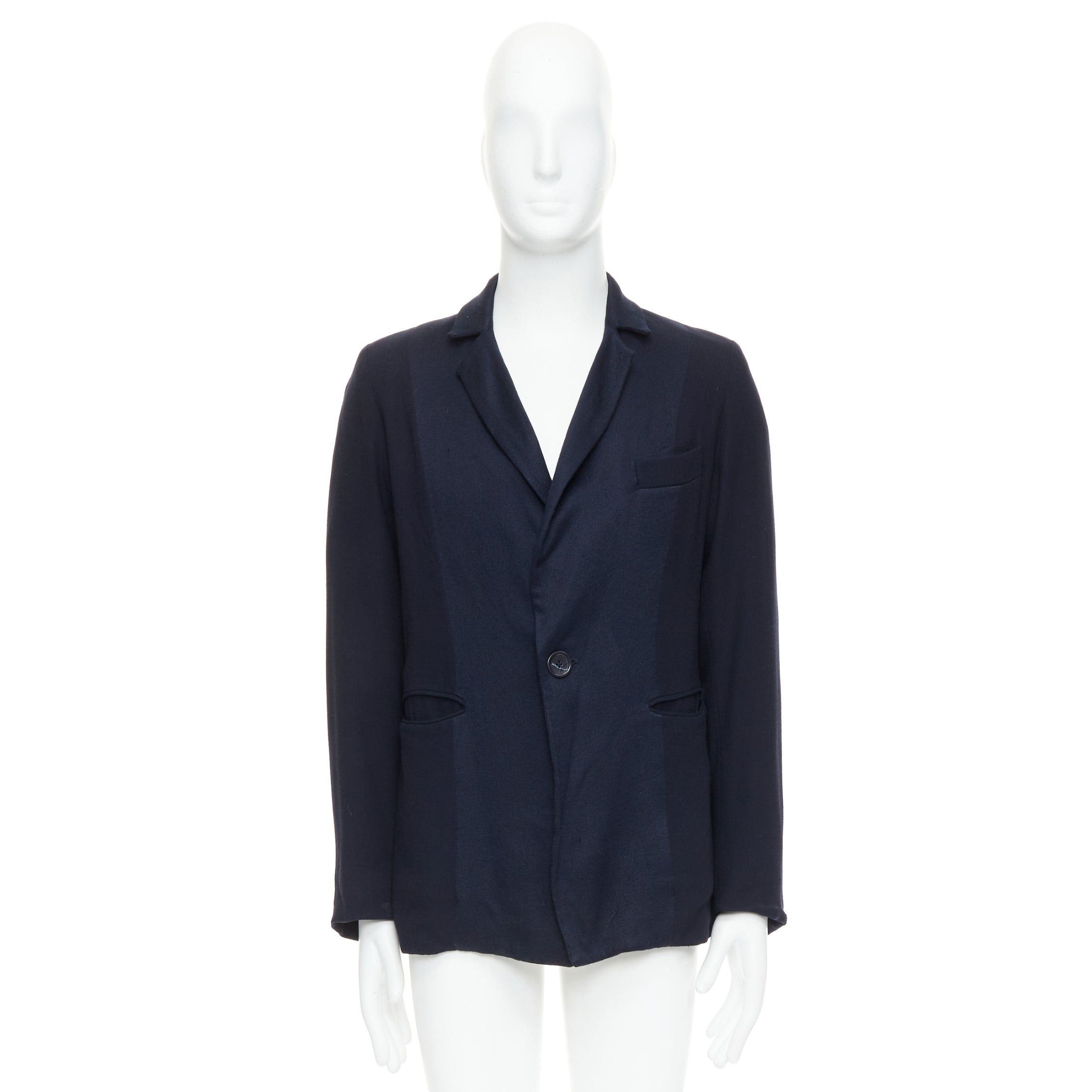 Stephan Schneider STEPHEN SCHNEIDER navy multi fabric pocketed soft boxy blazer Sz2 S Size 46R - 10 Thumbnail