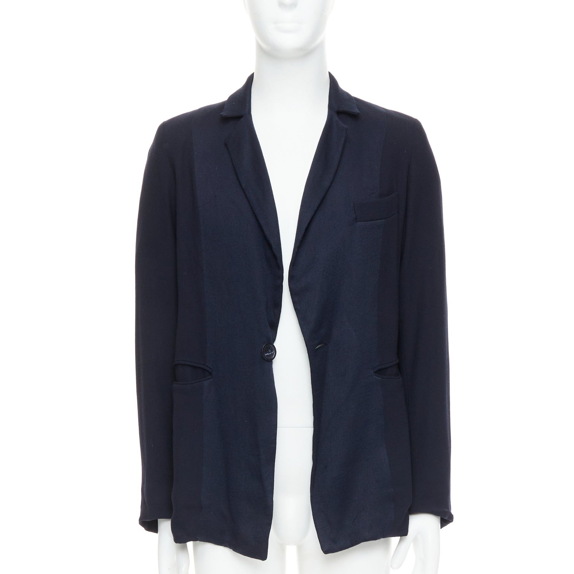 Stephan Schneider STEPHEN SCHNEIDER navy multi fabric pocketed soft boxy blazer Sz2 S Size 46R - 3 Thumbnail