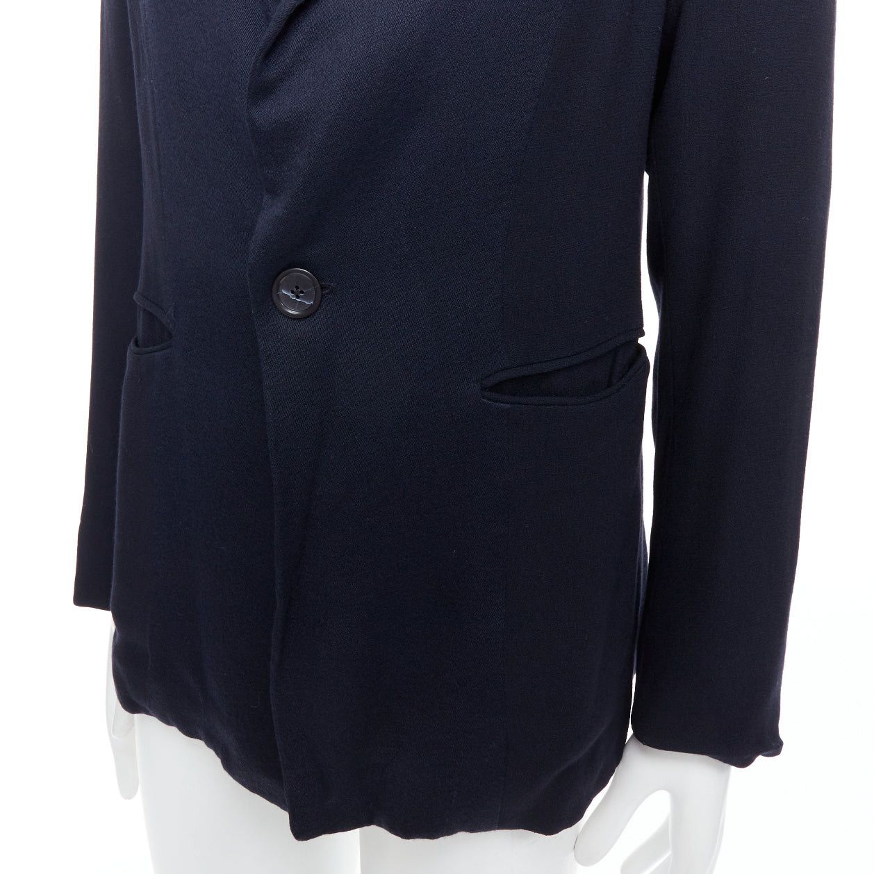 Stephan Schneider STEPHEN SCHNEIDER navy multi fabric pocketed soft boxy blazer Sz2 S Size 46R - 8 Thumbnail