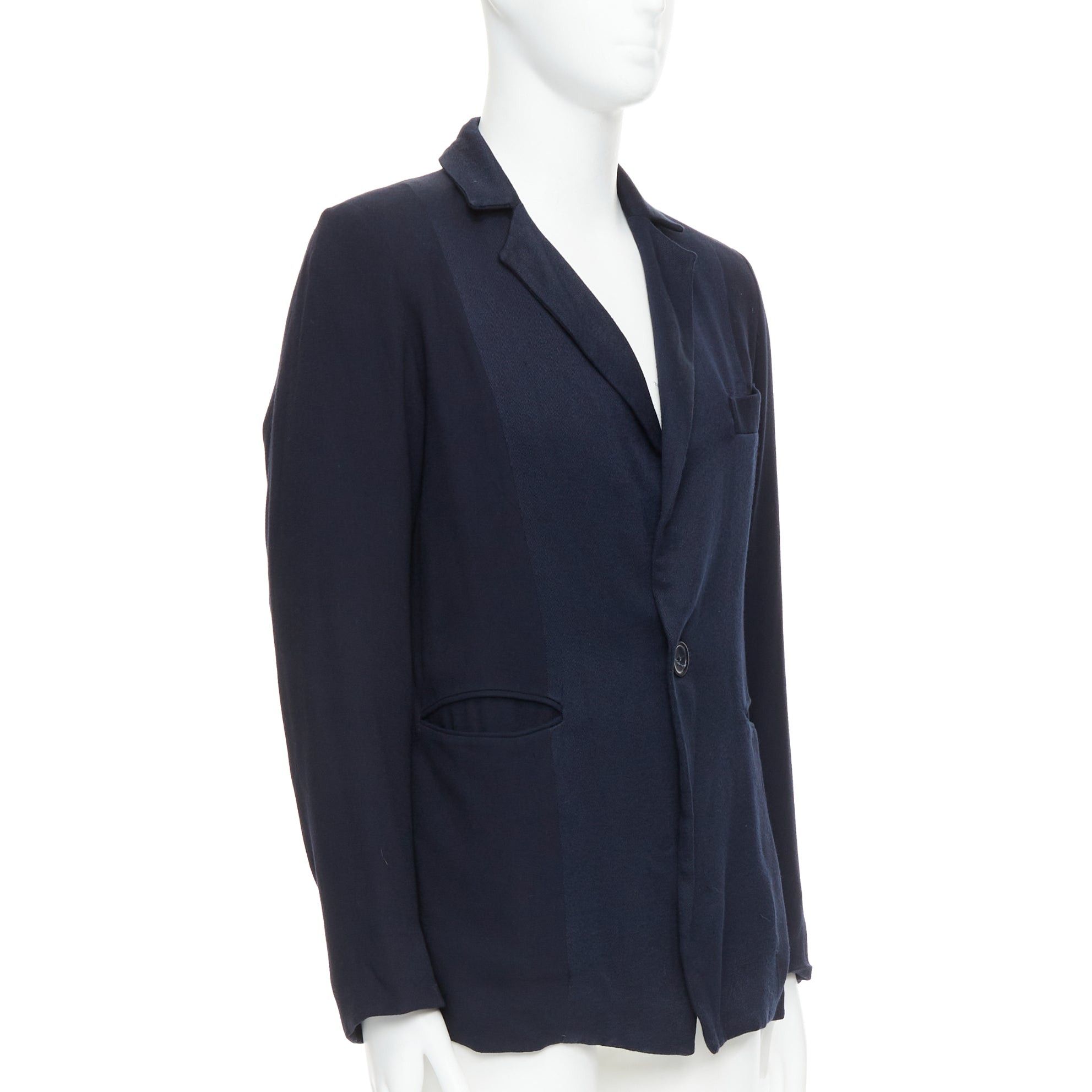 Stephan Schneider STEPHEN SCHNEIDER navy multi fabric pocketed soft boxy blazer Sz2 S Size 46R - 4 Thumbnail