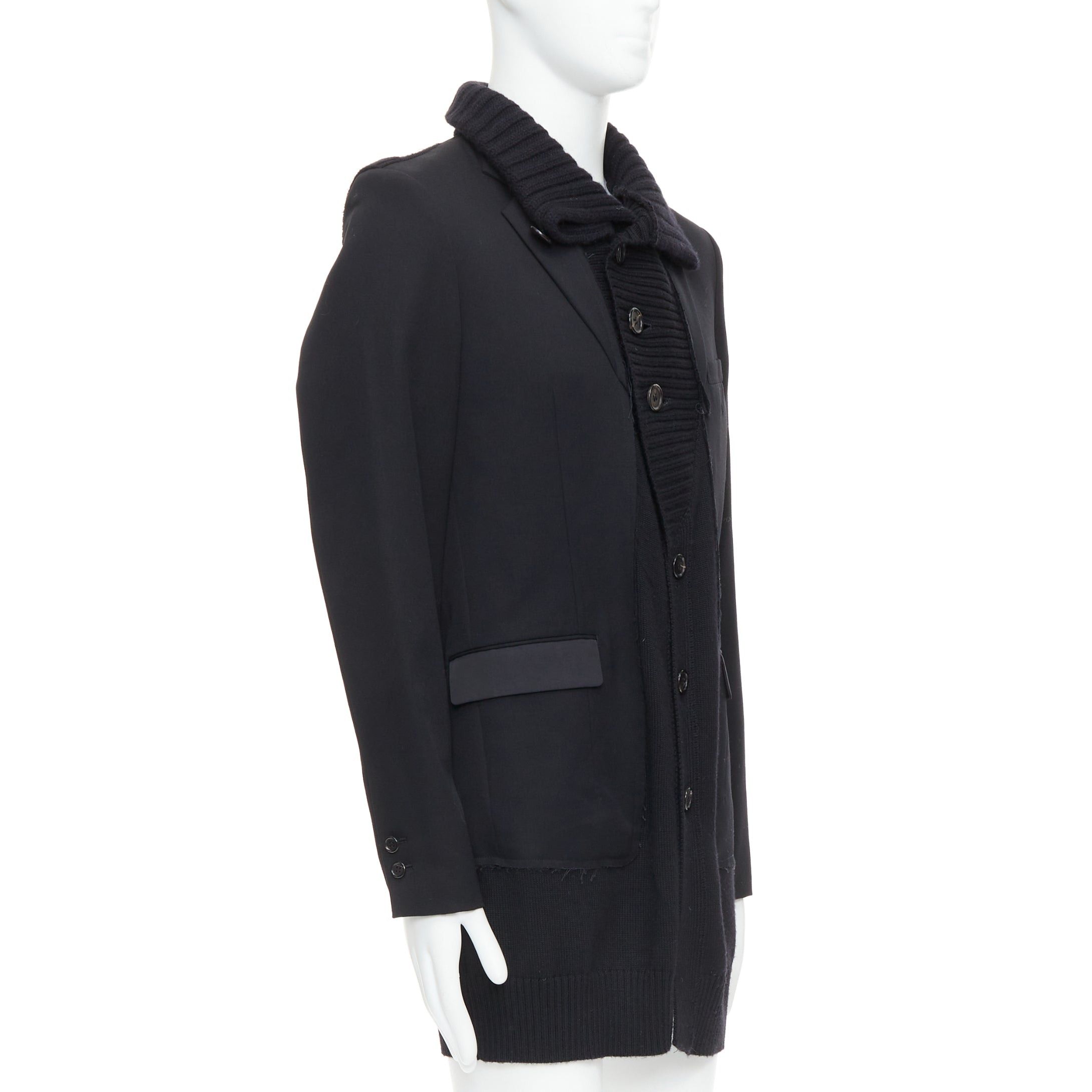 Undercover UNDERCOVER 2008 black wool alpaca rib trim layered long coat JP3 L Size US M / EU 48-50 / 2 - 4 Thumbnail