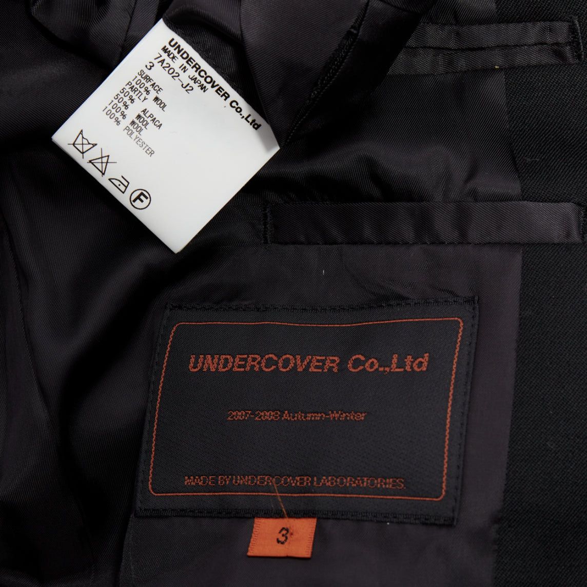 Undercover UNDERCOVER 2008 black wool alpaca rib trim layered long coat JP3 L Size US M / EU 48-50 / 2 - 9 Thumbnail