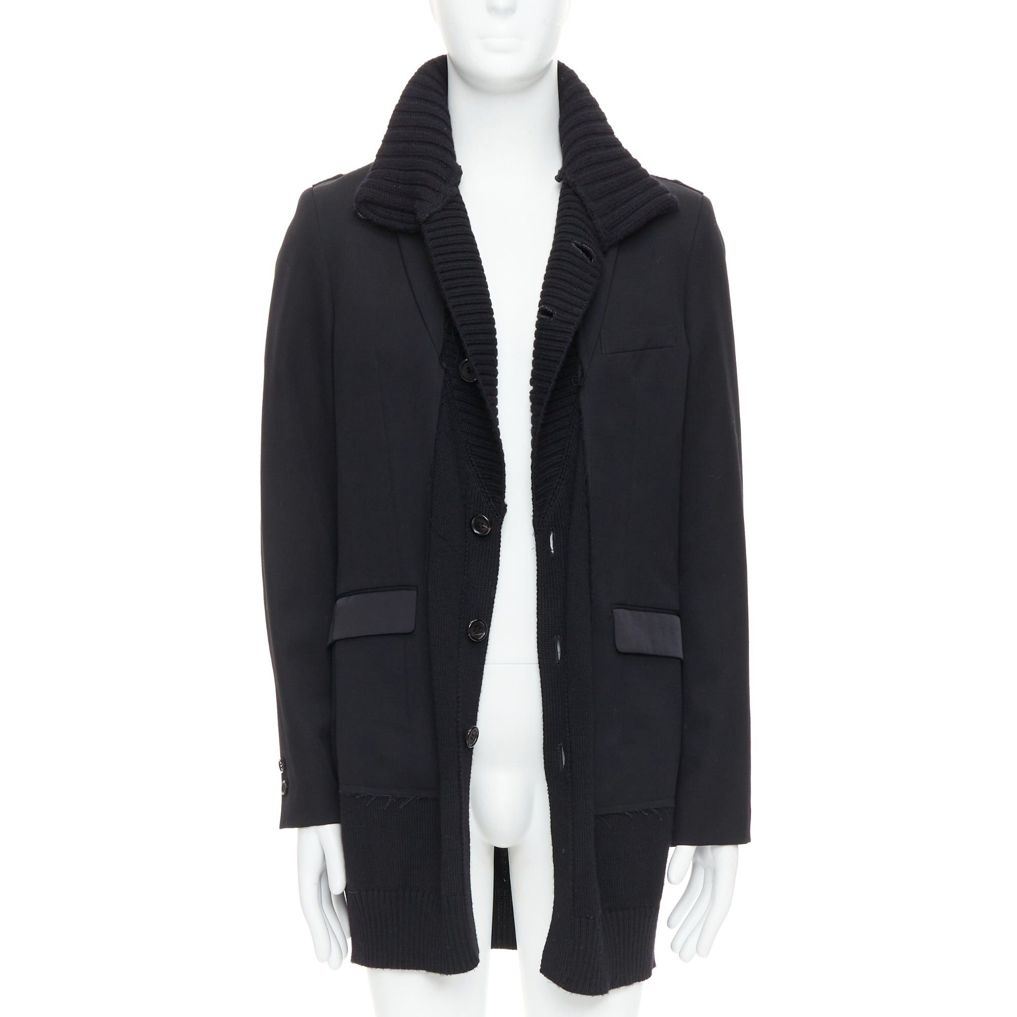 Undercover UNDERCOVER 2008 black wool alpaca rib trim layered long coat JP3 L Size US M / EU 48-50 / 2 - 3 Thumbnail
