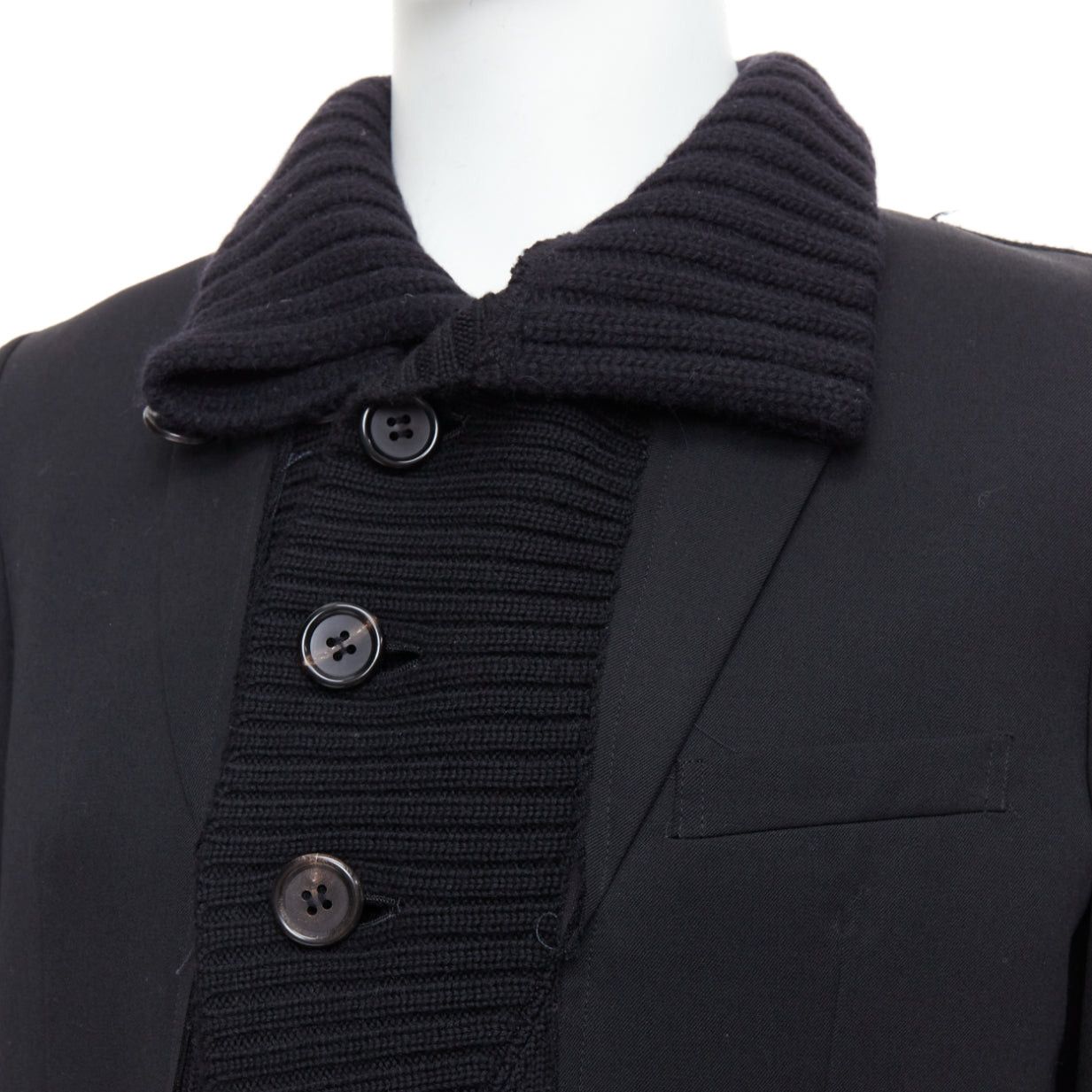 Undercover UNDERCOVER 2008 black wool alpaca rib trim layered long coat JP3 L Size US M / EU 48-50 / 2 - 2 Thumbnail
