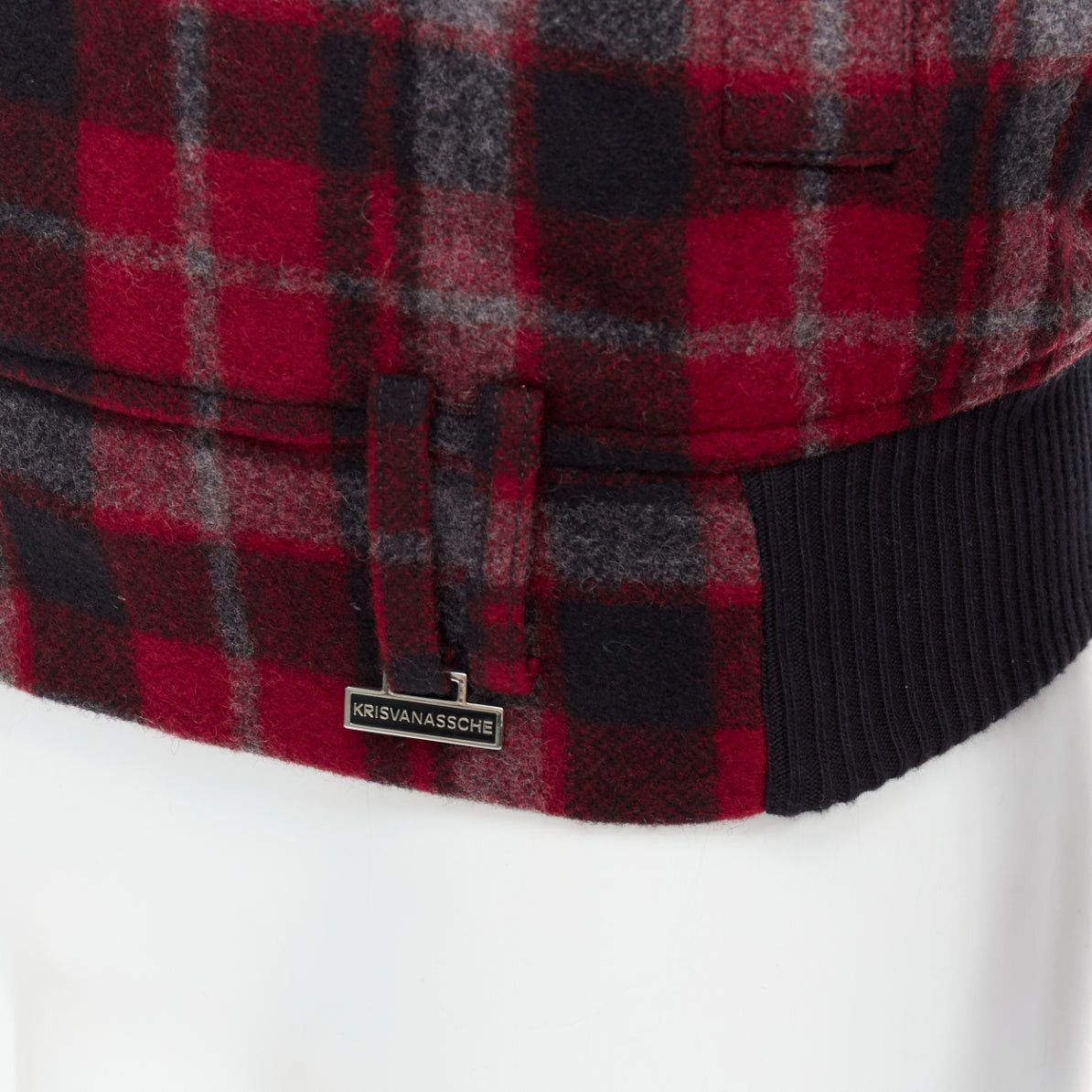 Kris Van Assche KRIS VAN ASSCHE red black virgin wool checkered cotton trim bomber IT46 S Size US S / EU 44-46 / 1 - 8 Thumbnail