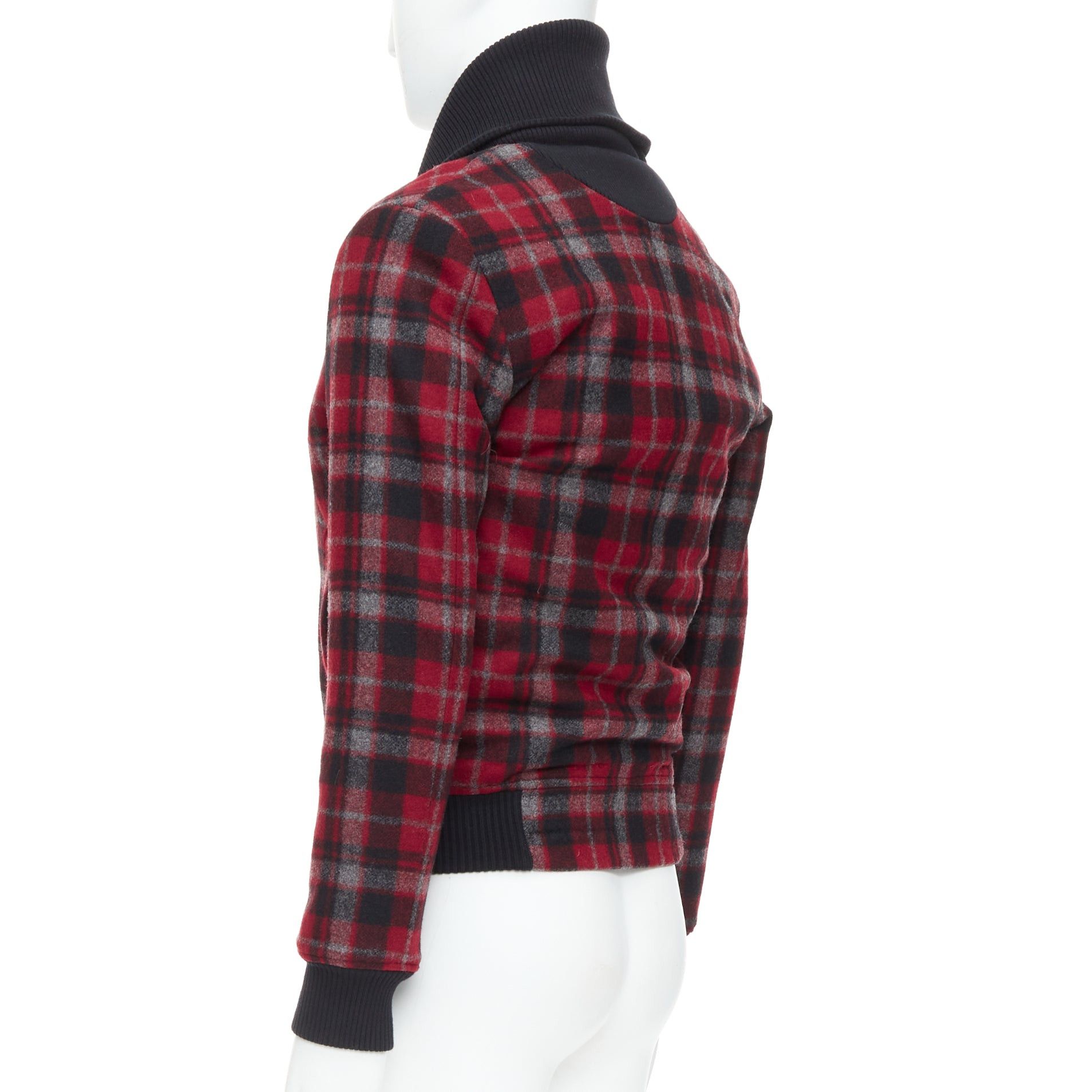 Kris Van Assche KRIS VAN ASSCHE red black virgin wool checkered cotton trim bomber IT46 S Size US S / EU 44-46 / 1 - 7 Thumbnail