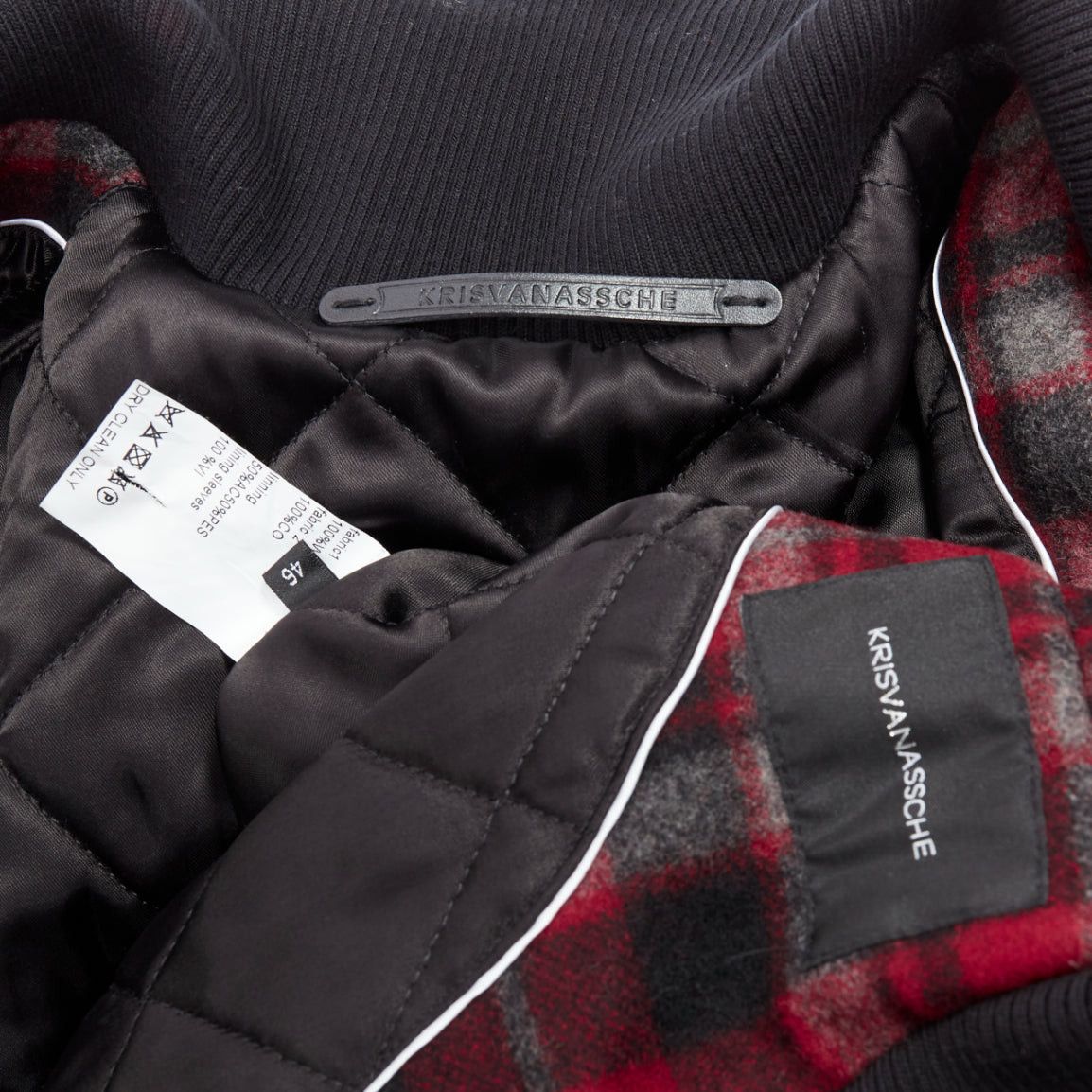Kris Van Assche KRIS VAN ASSCHE red black virgin wool checkered cotton trim bomber IT46 S Size US S / EU 44-46 / 1 - 9 Thumbnail