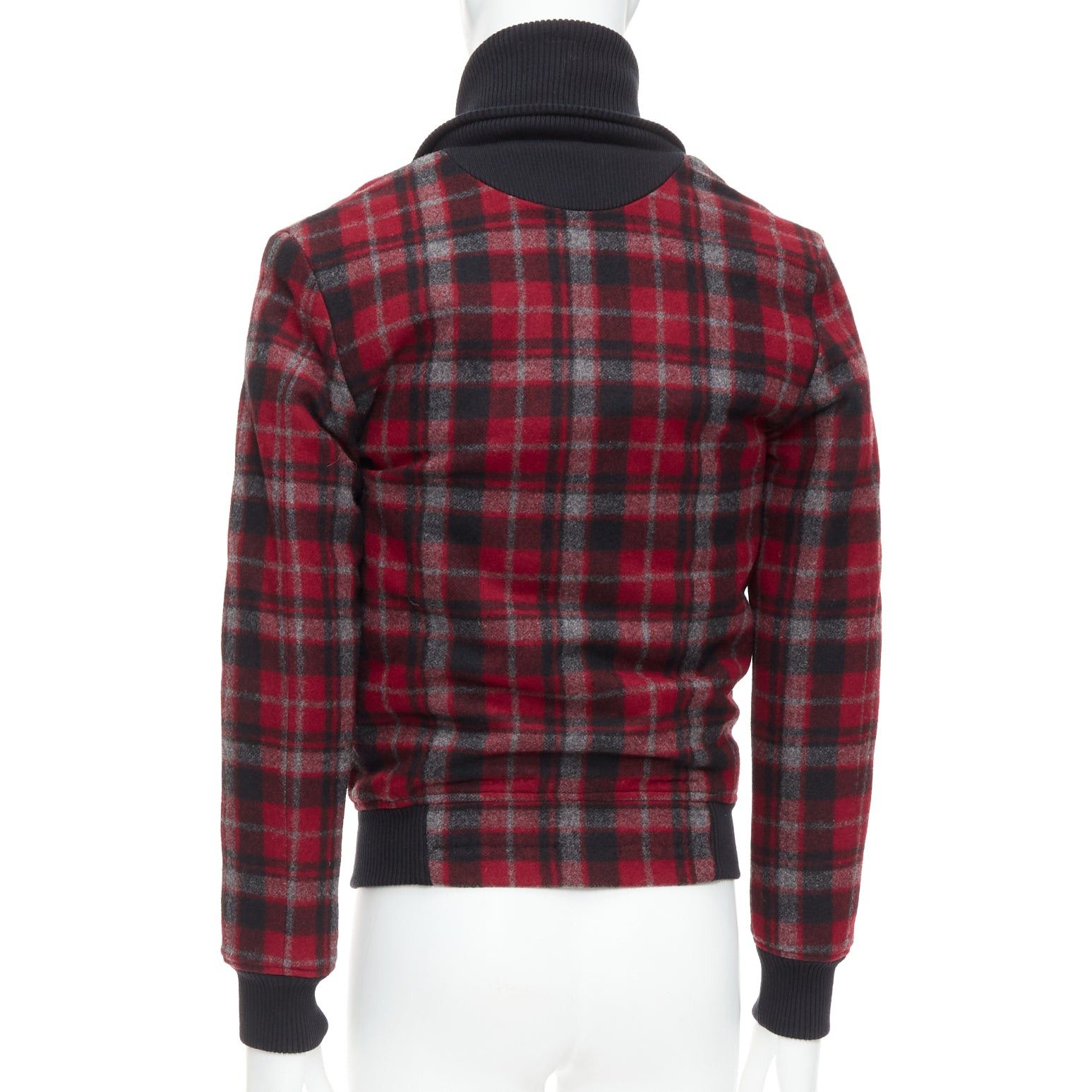 Kris Van Assche KRIS VAN ASSCHE red black virgin wool checkered cotton trim bomber IT46 S Size US S / EU 44-46 / 1 - 6 Thumbnail