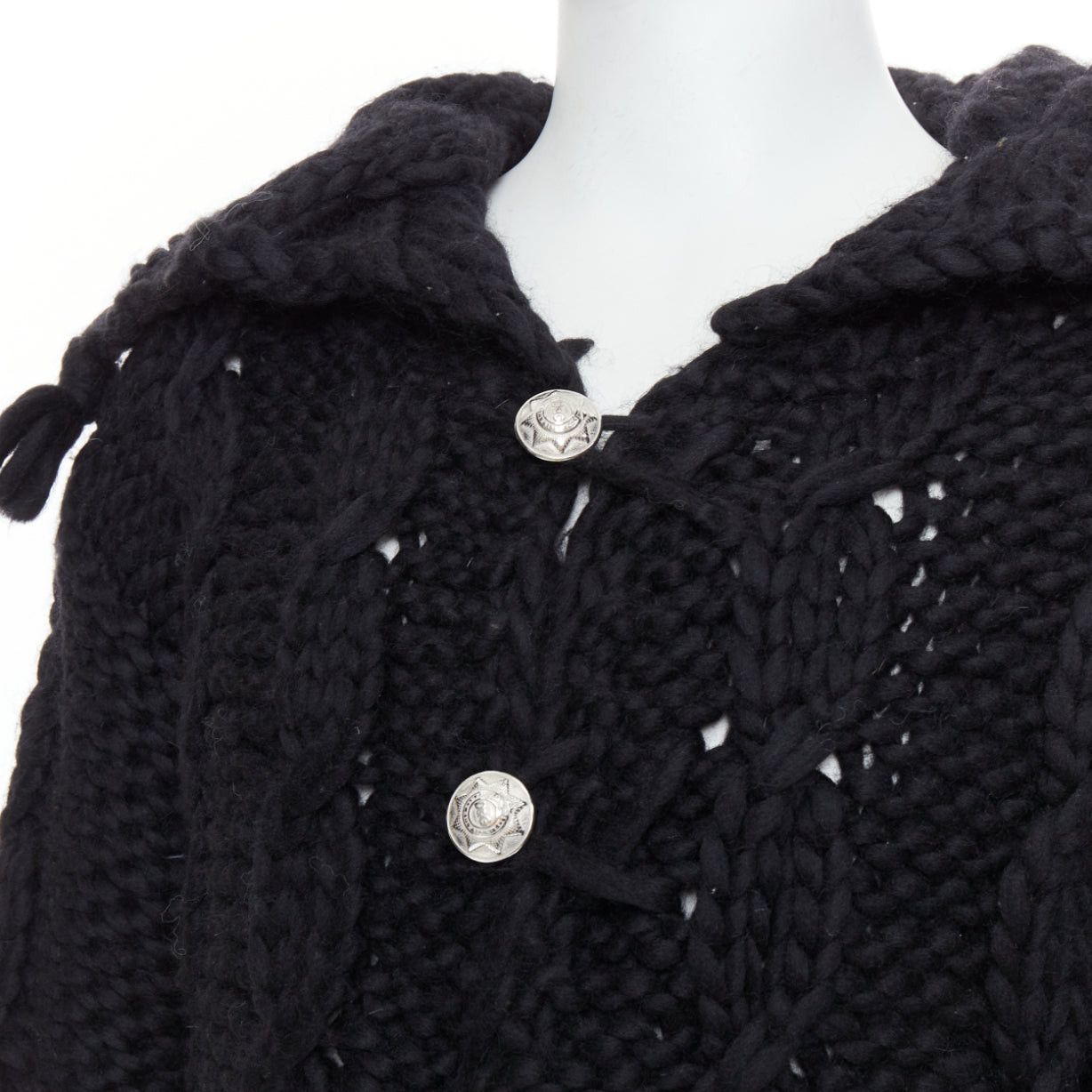 Dolce & Gabbana DOLCE GABBANA D&G Vintage black wool chunky cable knit cardigan S Size US S / EU 44-46 / 1 - 2 Thumbnail