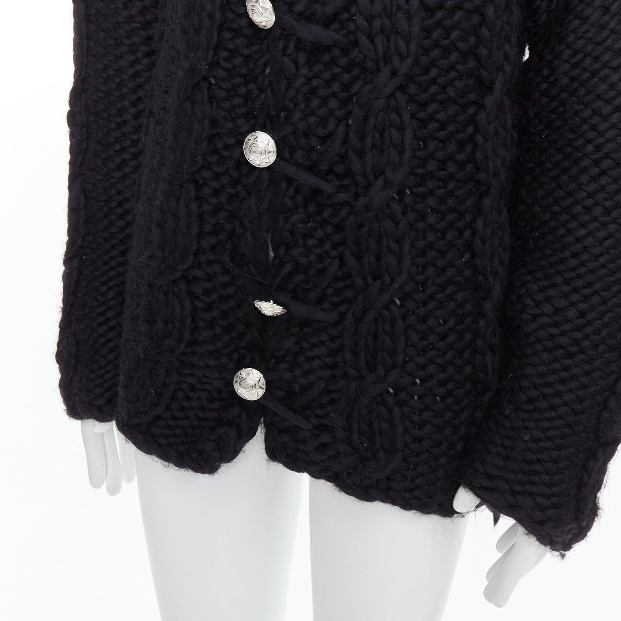 Dolce & Gabbana DOLCE GABBANA D&G Vintage black wool chunky cable knit cardigan S Size US S / EU 44-46 / 1 - 8 Thumbnail
