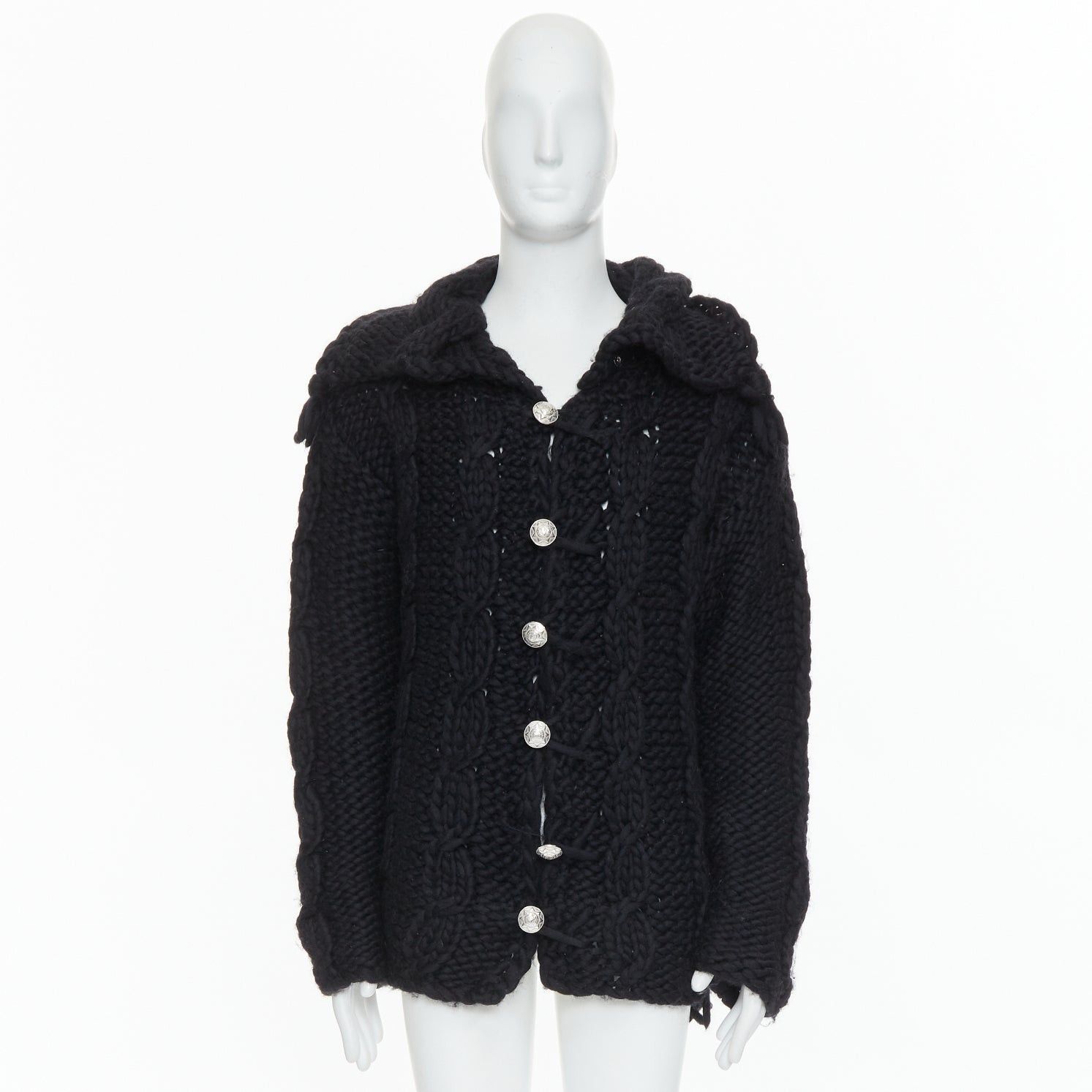 Dolce & Gabbana DOLCE GABBANA D&G Vintage black wool chunky cable knit cardigan S Size US S / EU 44-46 / 1 - 10 Thumbnail