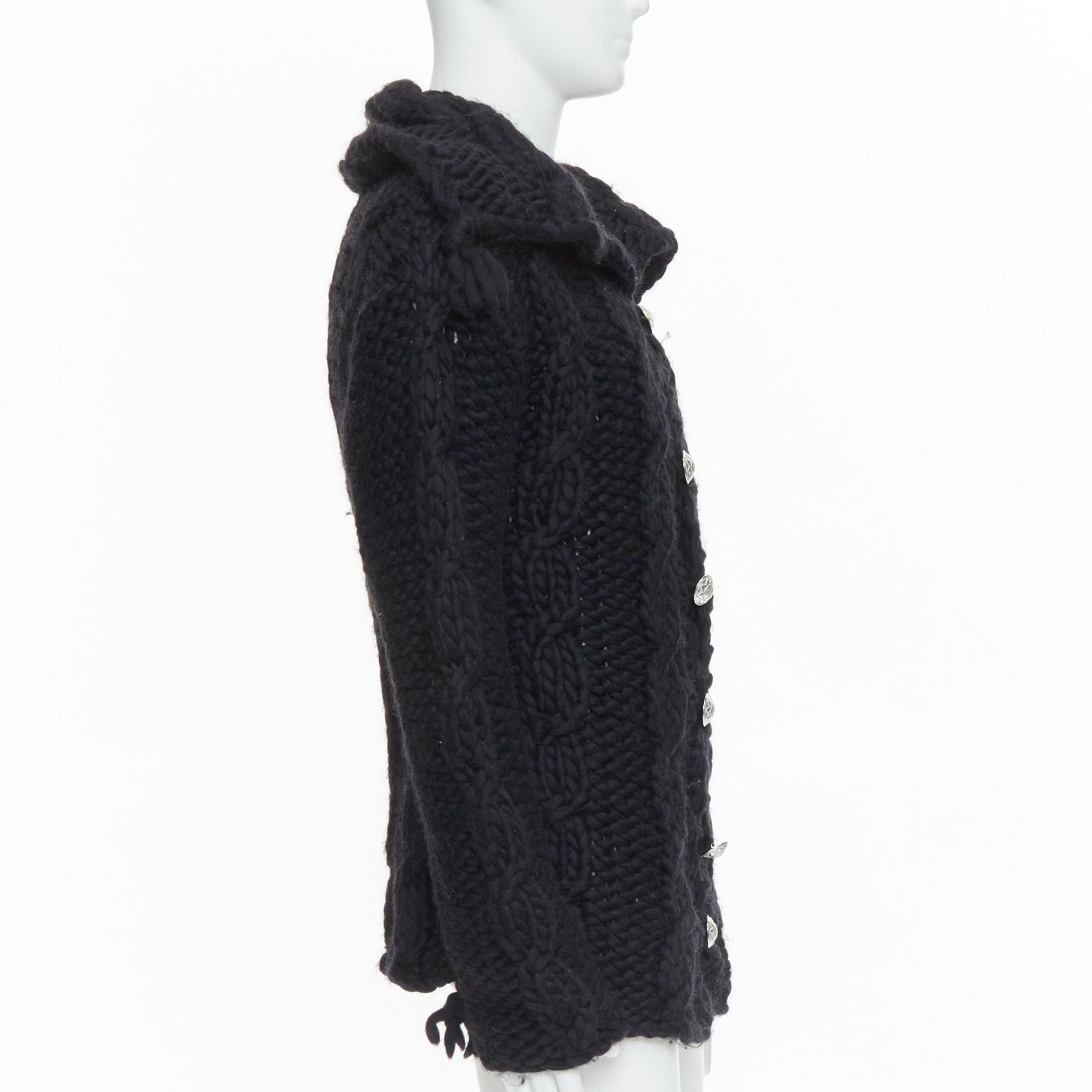 Dolce & Gabbana DOLCE GABBANA D&G Vintage black wool chunky cable knit cardigan S Size US S / EU 44-46 / 1 - 5 Thumbnail