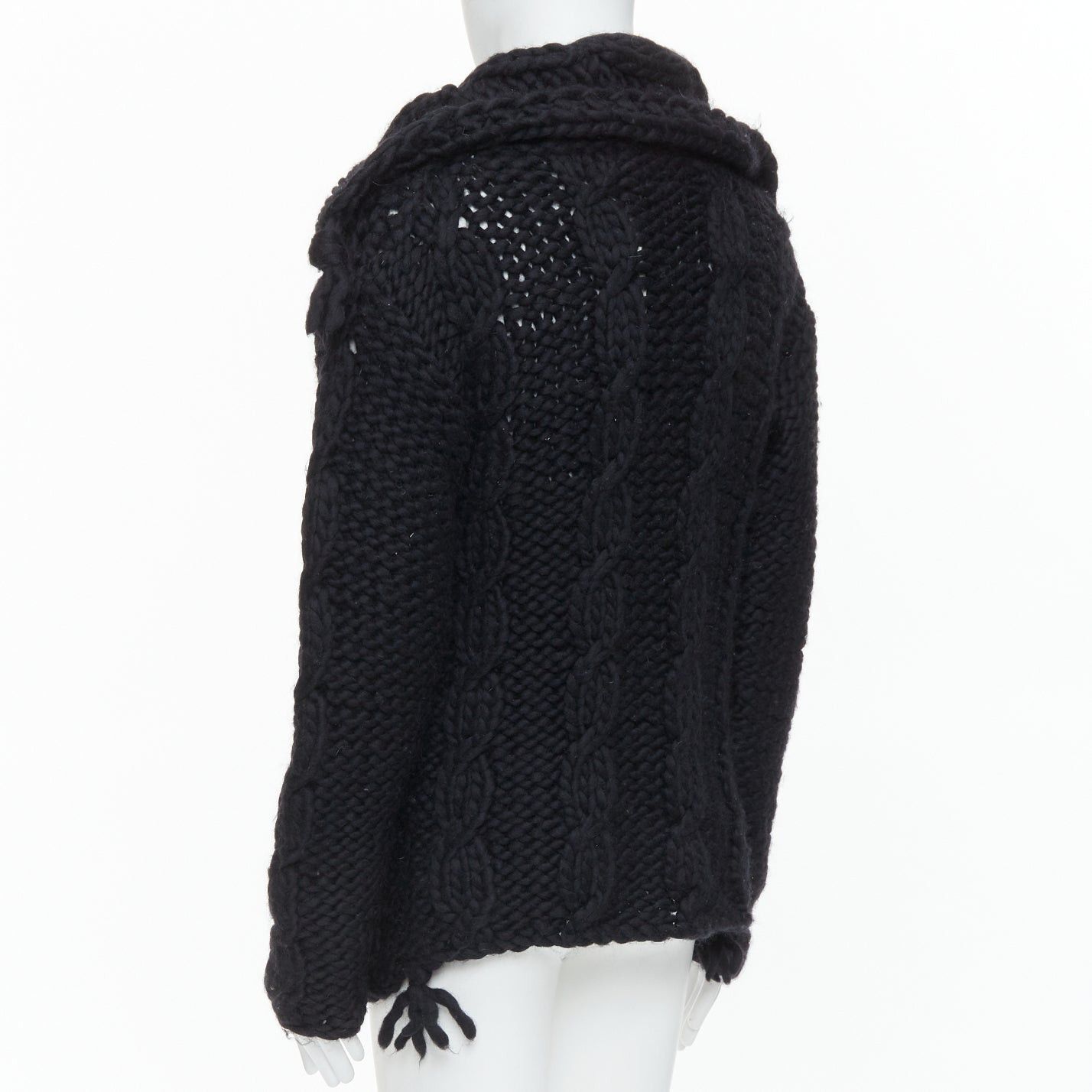 Dolce & Gabbana DOLCE GABBANA D&G Vintage black wool chunky cable knit cardigan S Size US S / EU 44-46 / 1 - 7 Thumbnail