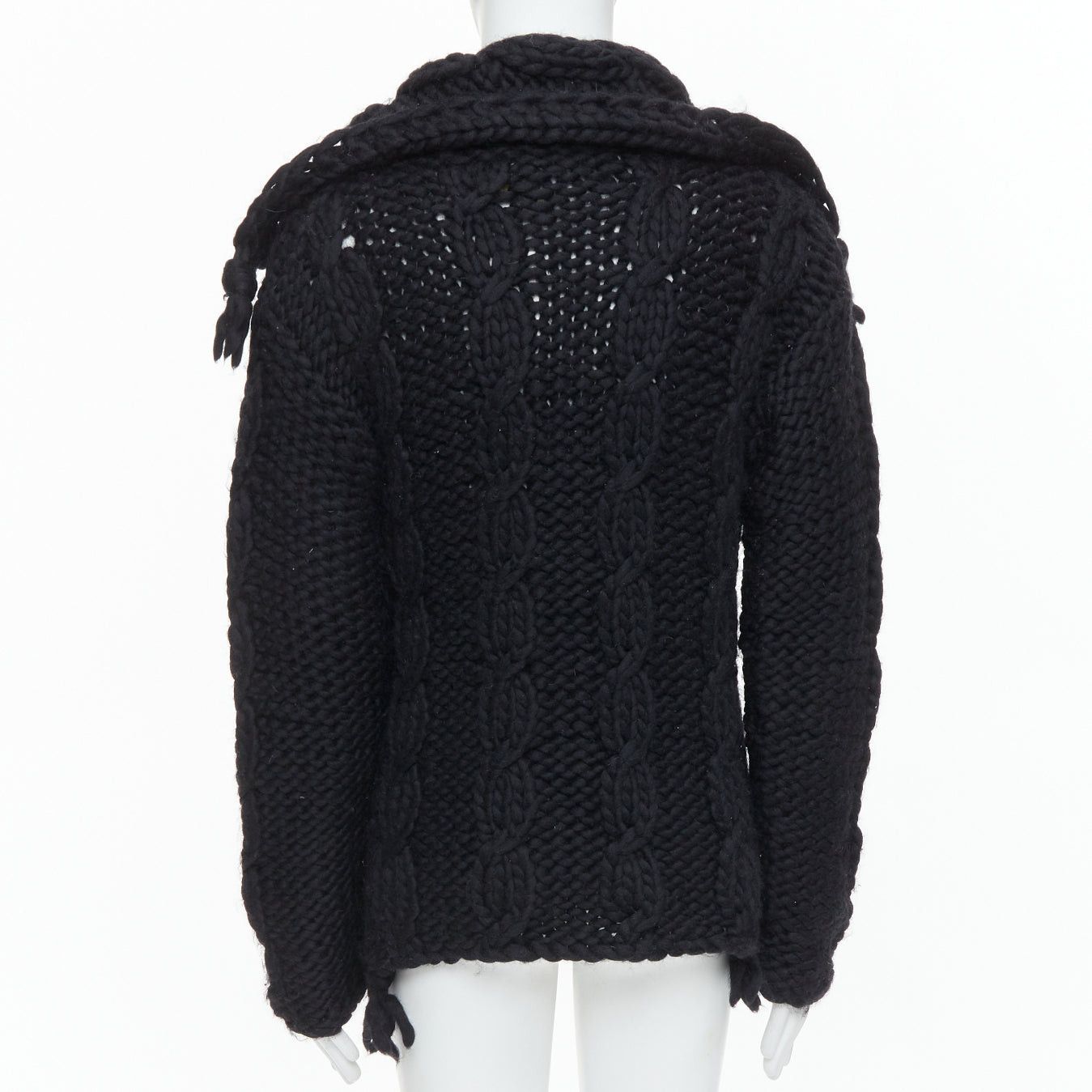 Dolce & Gabbana DOLCE GABBANA D&G Vintage black wool chunky cable knit cardigan S Size US S / EU 44-46 / 1 - 6 Thumbnail