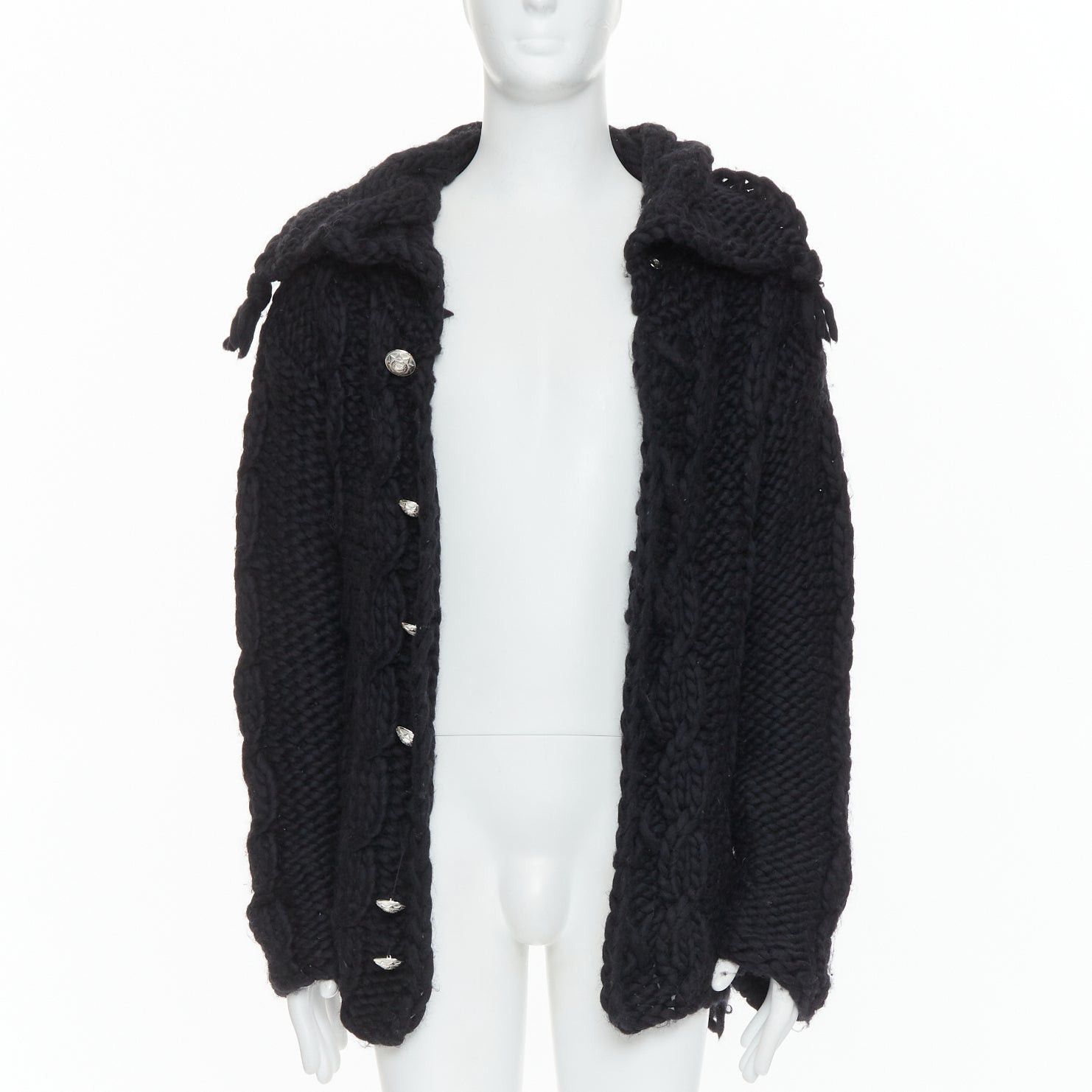 Dolce & Gabbana DOLCE GABBANA D&G Vintage black wool chunky cable knit cardigan S Size US S / EU 44-46 / 1 - 3 Thumbnail