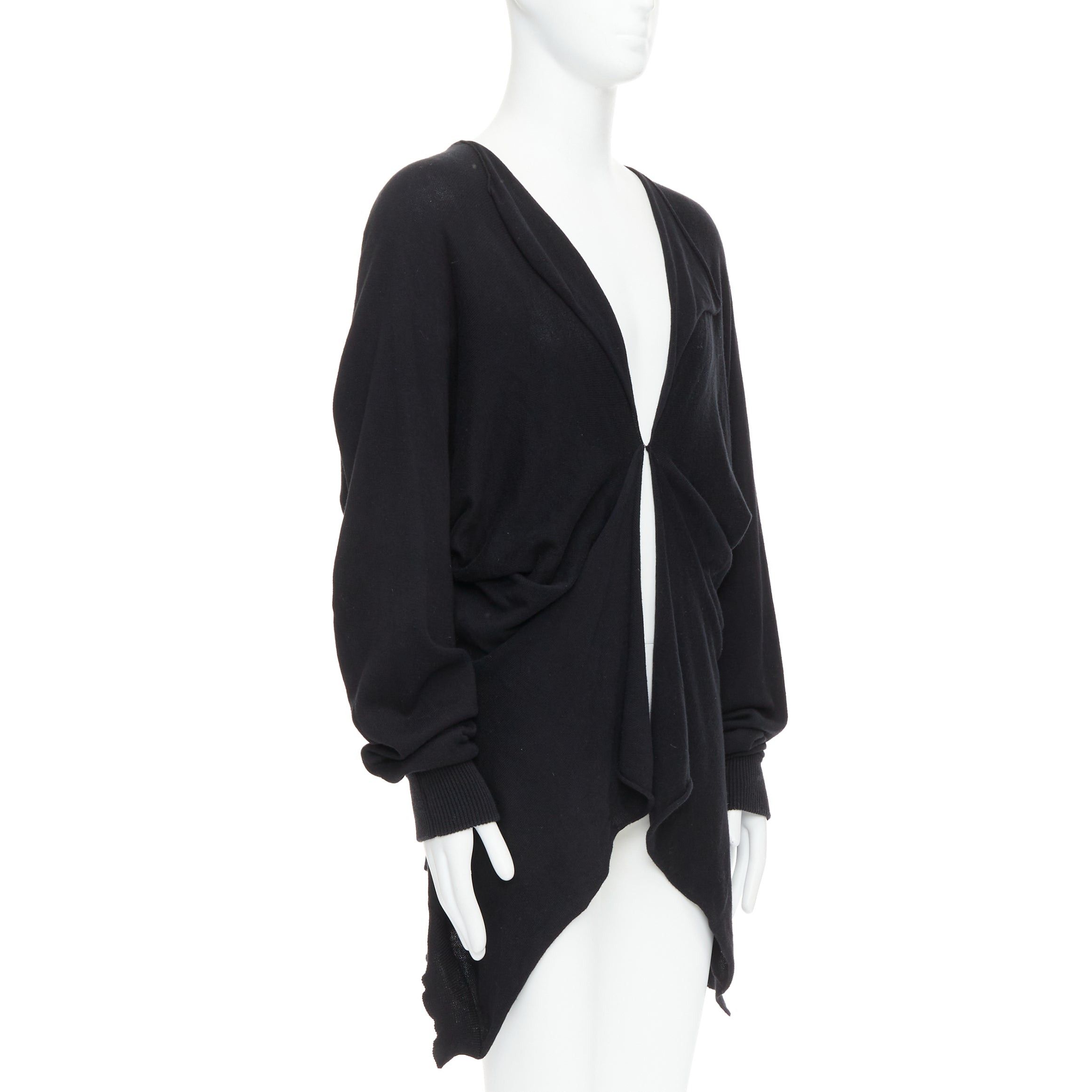Bernhard Willhelm BERNHARD WILLHELM black cotton blend draped hi low cardigan M Size US M / EU 48-50 / 2 - 3 Thumbnail